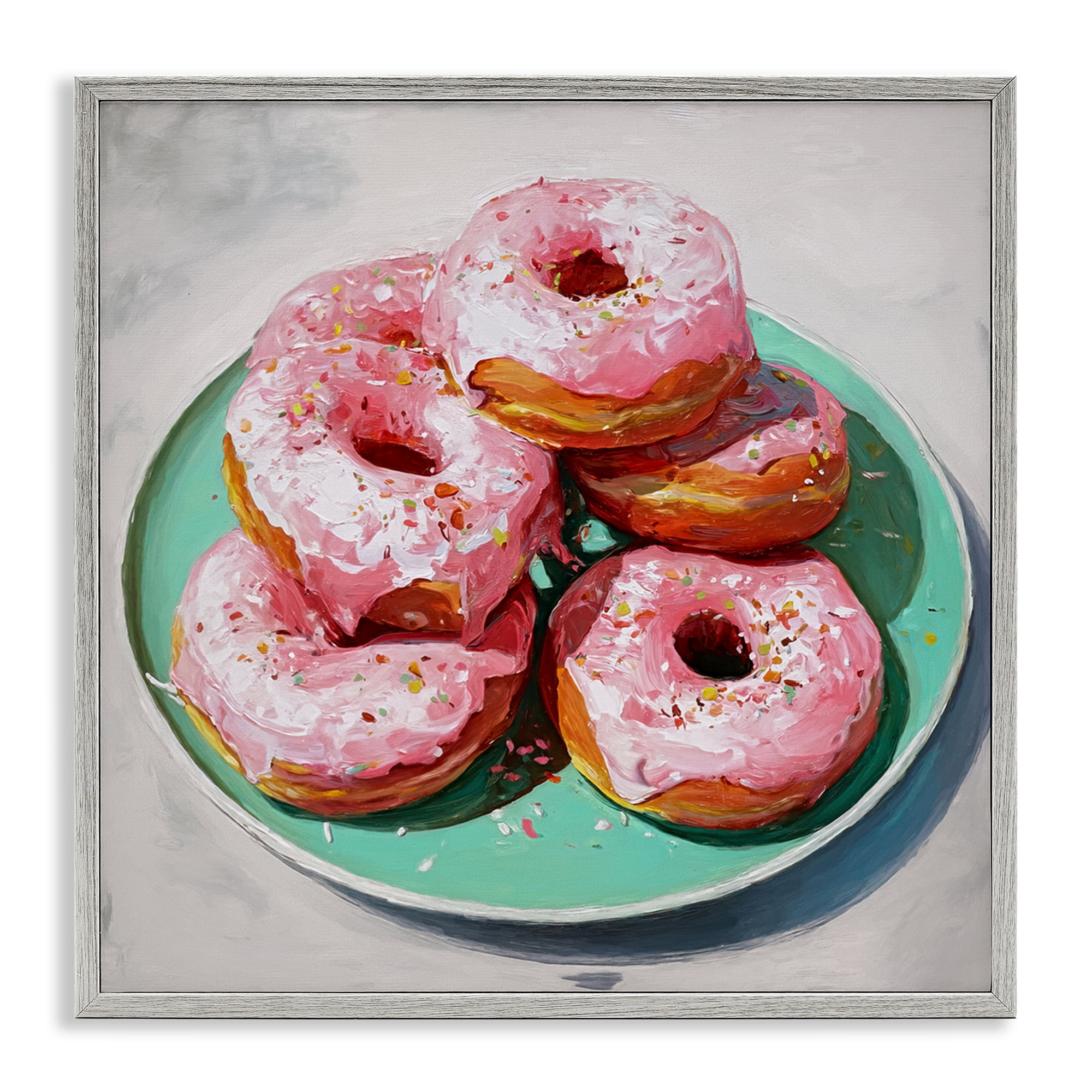 Stupell Industries Pink Frosted Donuts Gray Framed Giclee Art, design by Tina LeCour