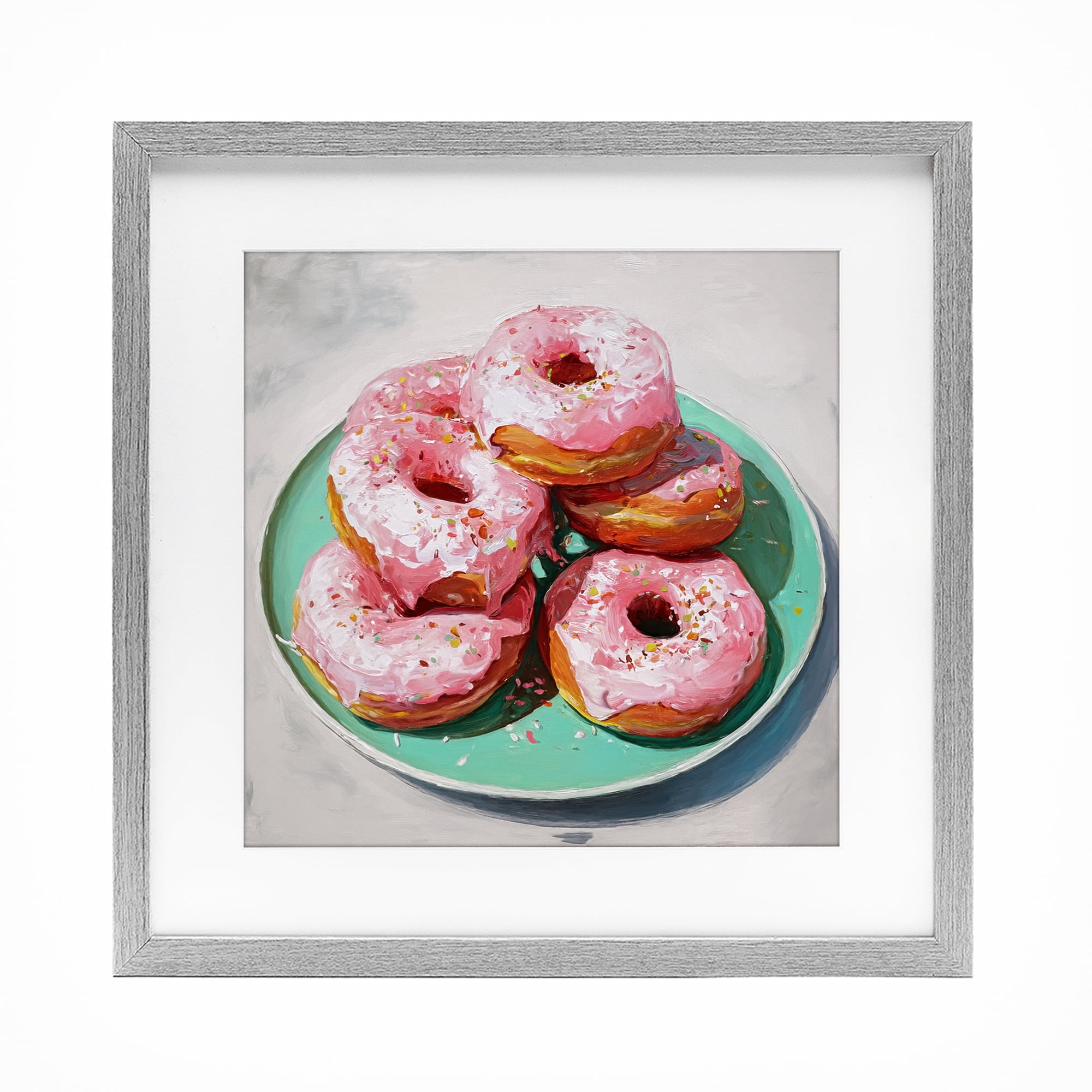 Stupell Industries Pink Frosted Donuts Gray Framed Print Under Glass, design by Tina LeCour