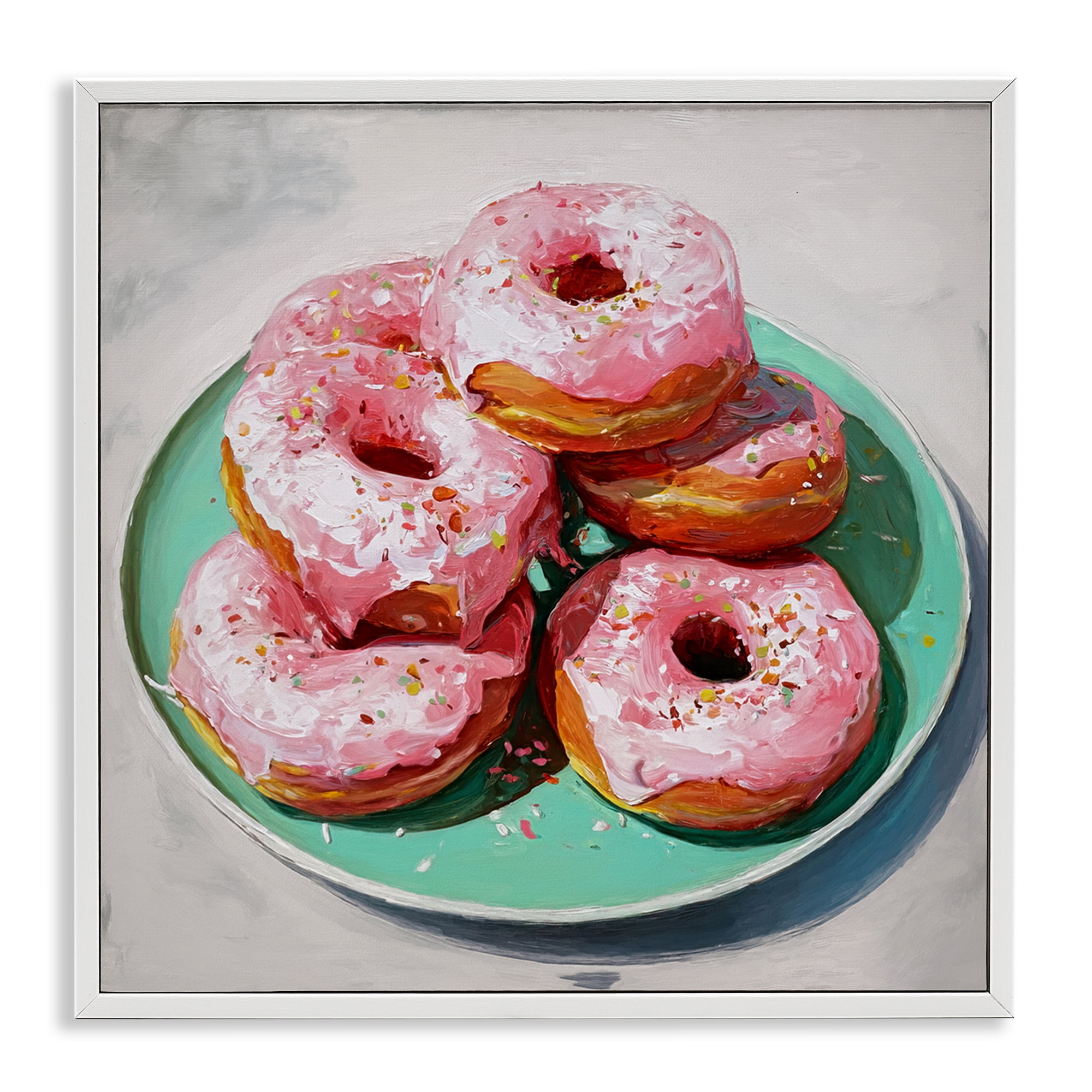 Stupell Industries Pink Frosted Donuts White Framed Giclee Art, design by Tina LeCour