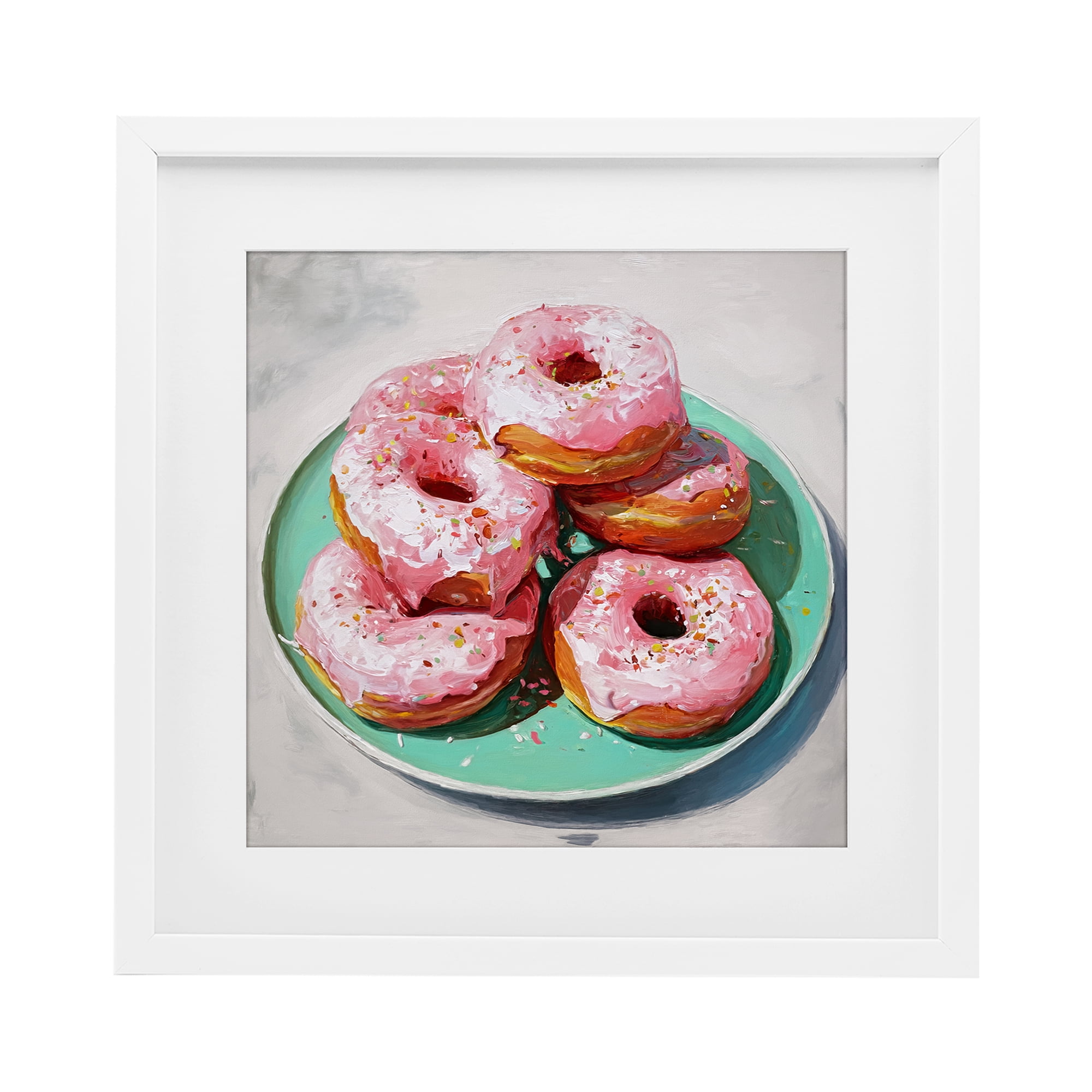 Stupell Industries Pink Frosted Donuts White Framed Print Under Glass, design by Tina LeCour