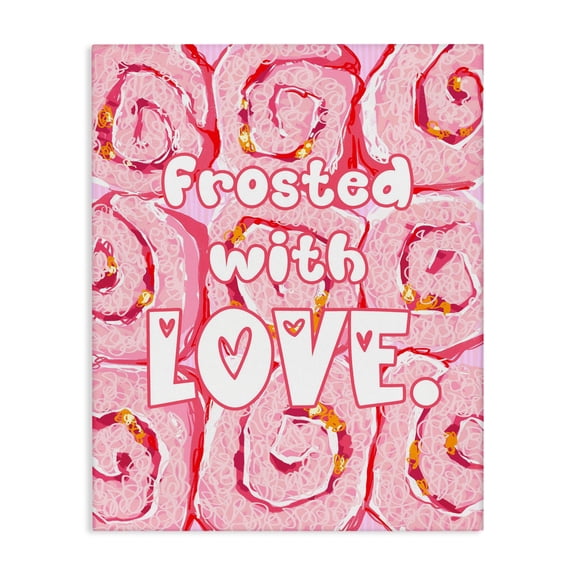 Stupell Industries Pink Frosted With Love Canvas Wall Art design by Ziwei Li, 30 x 24
