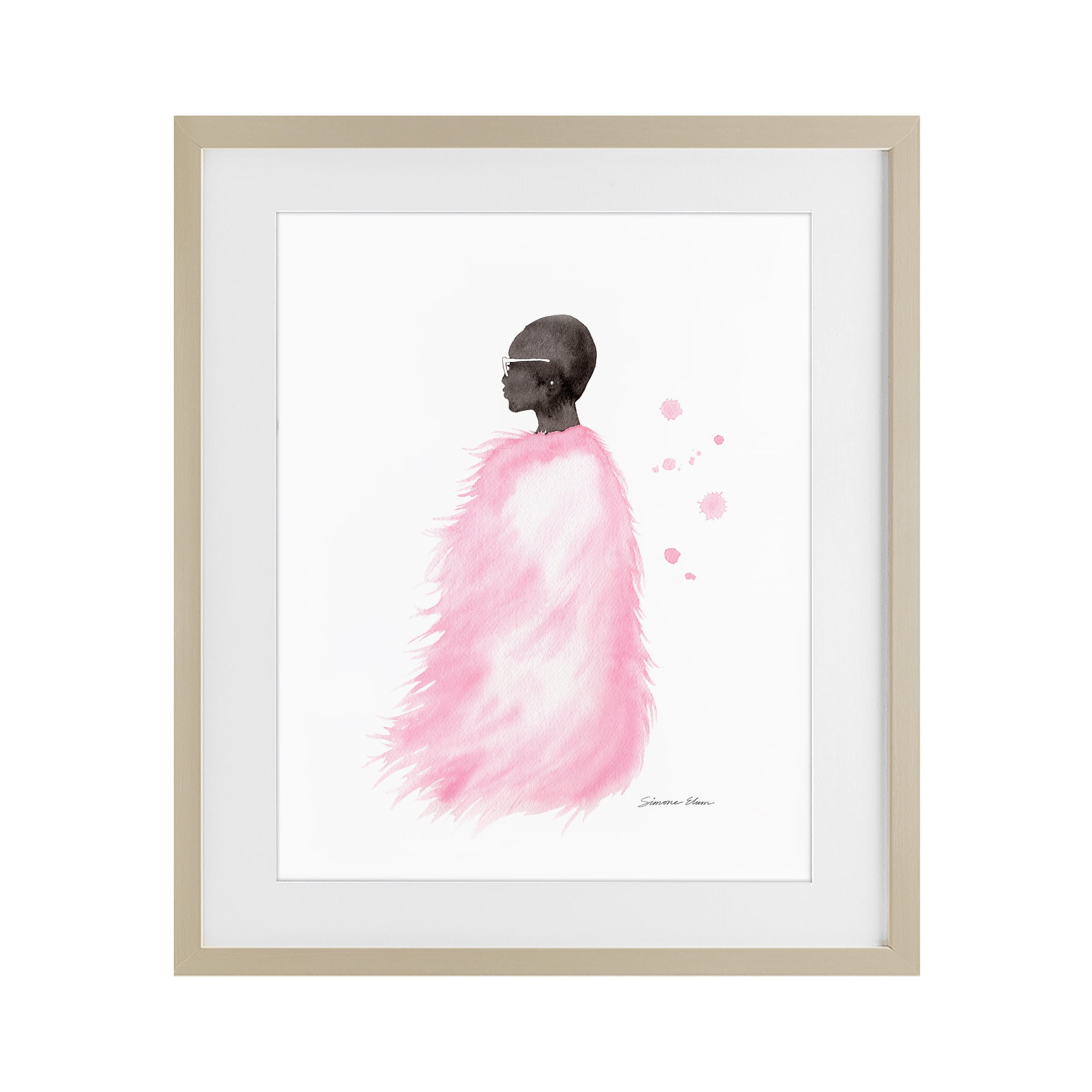 Stupell Industries Pink Fur Coat Portrait Birch Framed Print Under Glass, design by Simone Elum