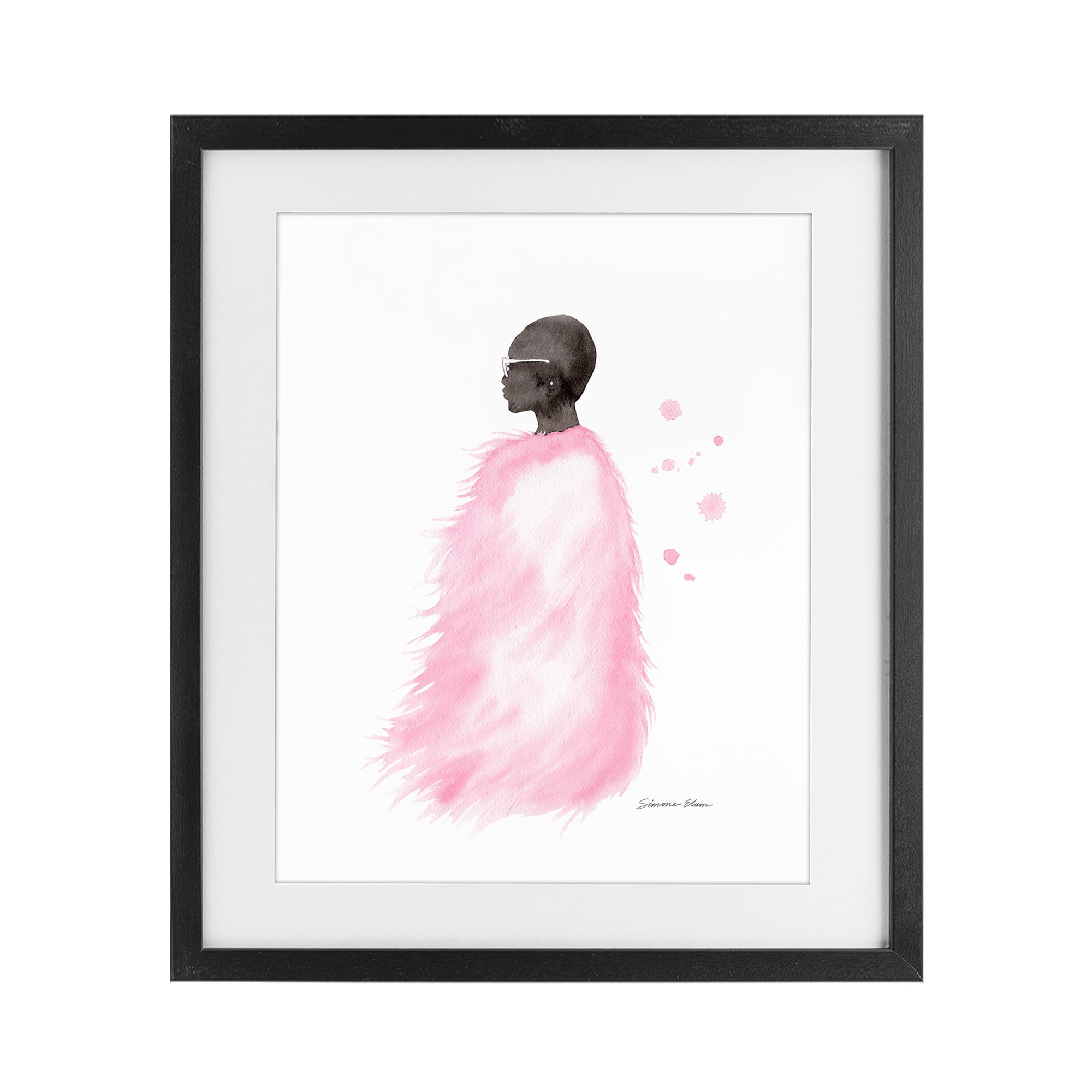 Stupell Industries Pink Fur Coat Portrait Black Framed Print Under Glass, design by Simone Elum