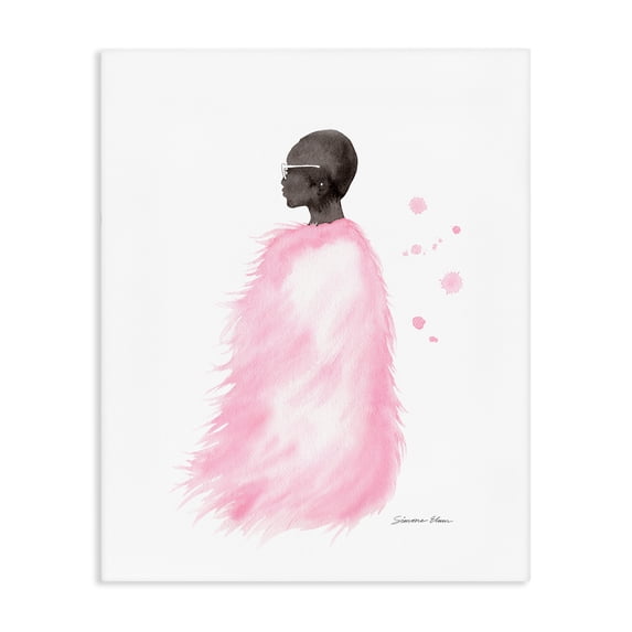 Stupell Industries Contemporary Pink Fur Coat Portrait Canvas Art, 16 x 20, by Simone Elum