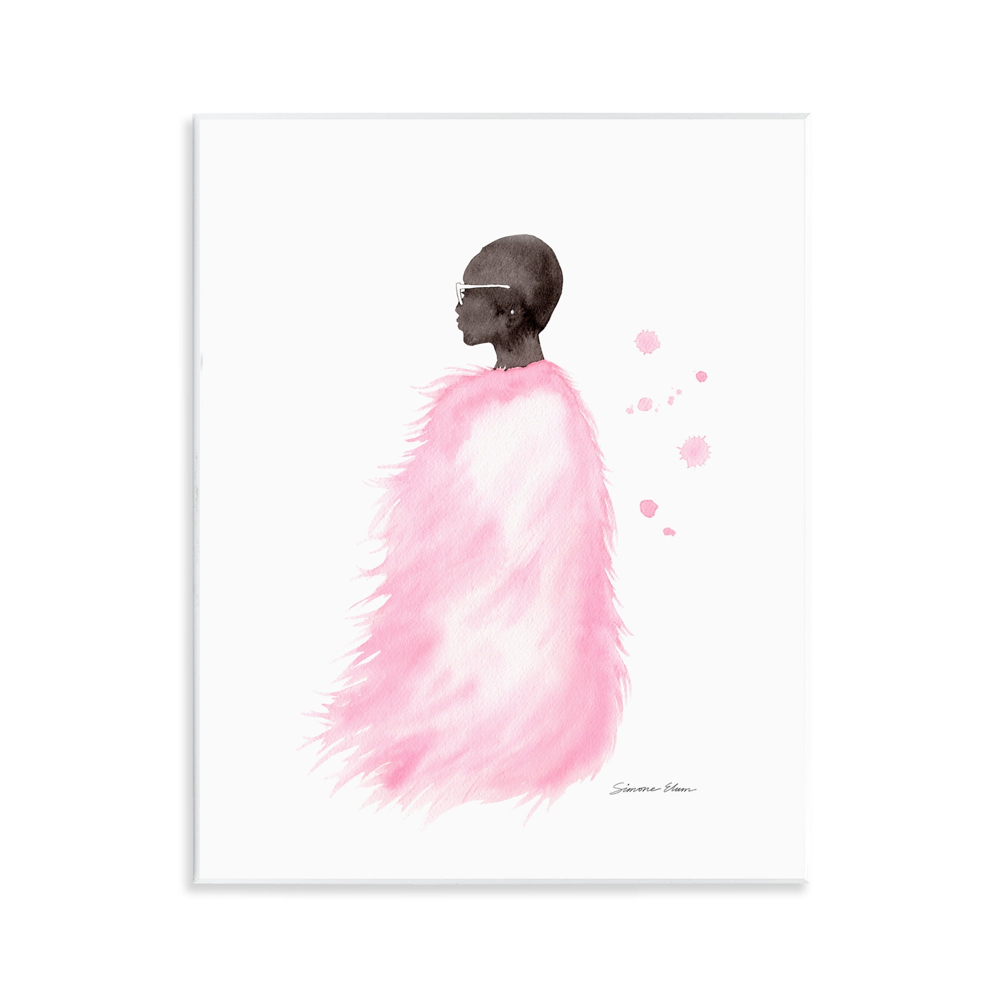 Stupell Industries Pink Fur Coat Portrait Wall Plaque Art, design by Simone Elum