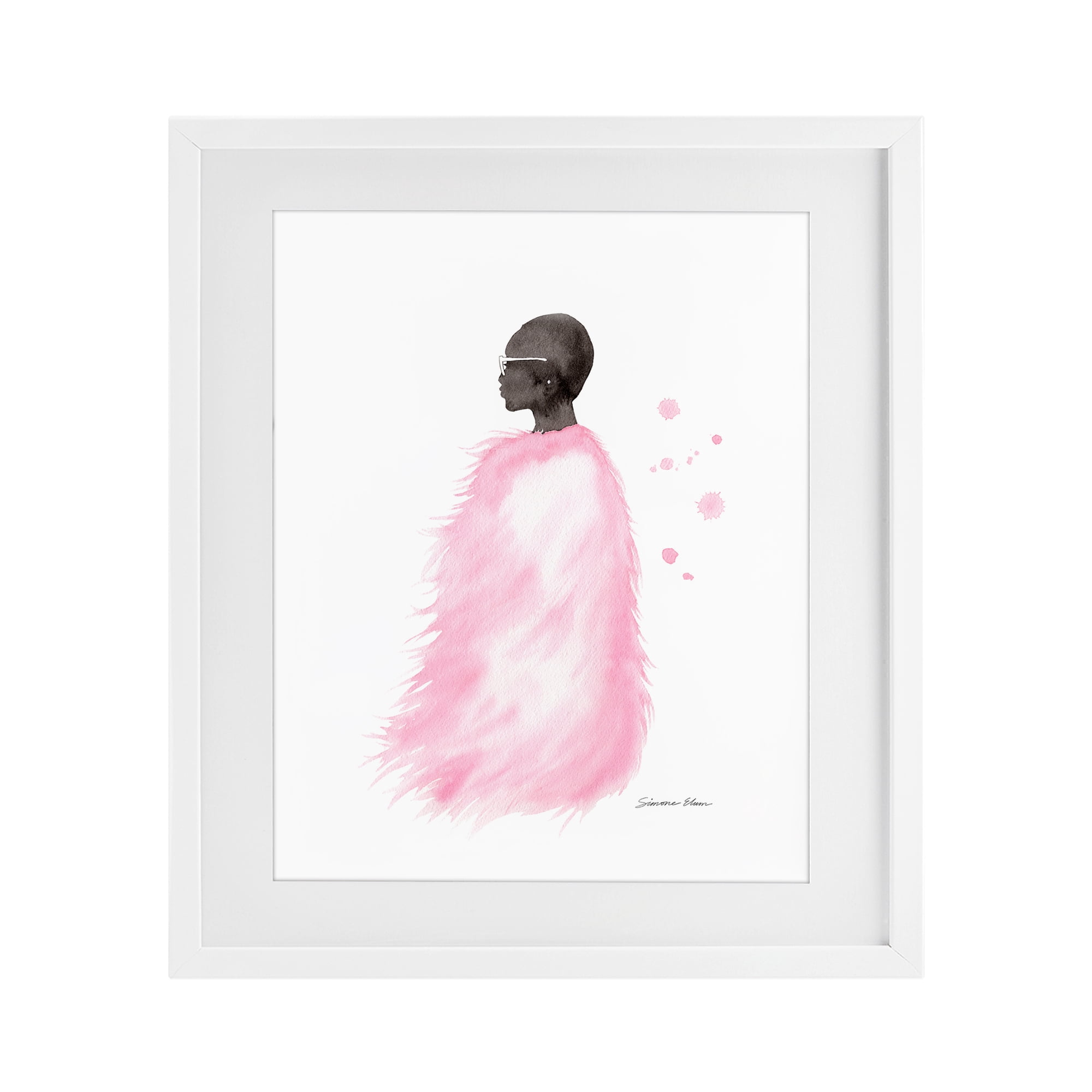 Stupell Industries Pink Fur Coat Portrait White Framed Print Under Glass, design by Simone Elum