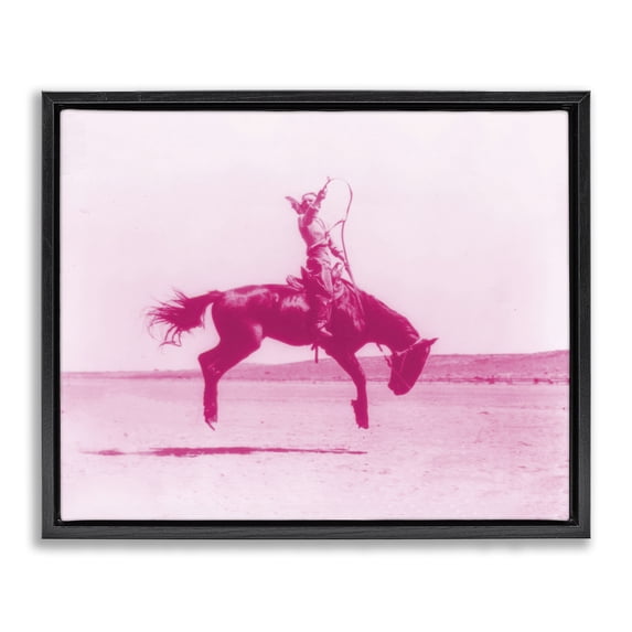 Stupell Industries Traditional Pink Galloping Cowgirl Black Floating Frame Canvas Art, 21 x 17, by Lil' Rue