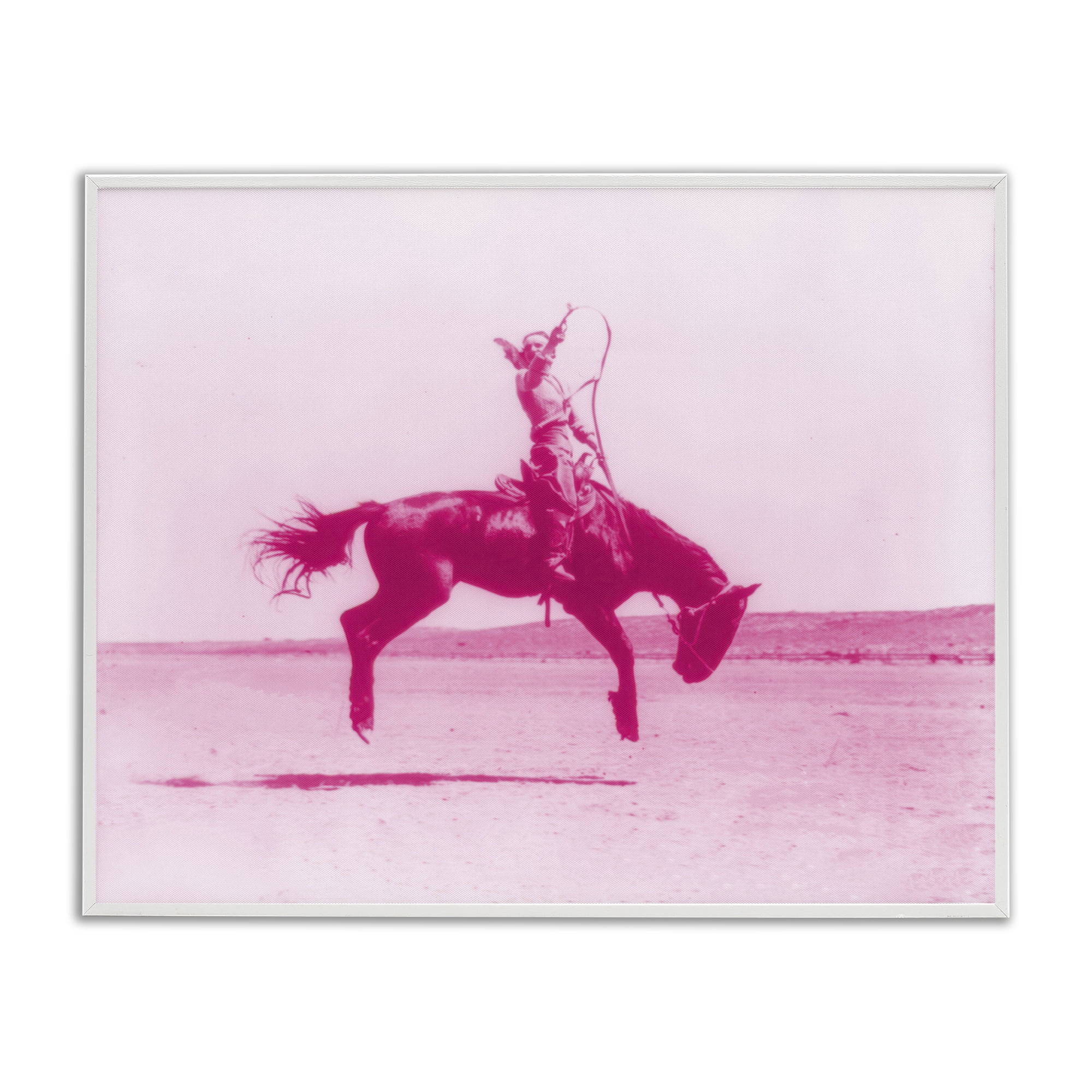 Stupell Industries Pink Galloping Cowgirl Animals Painting White Framed Art Print Wall Art, 14 x 11