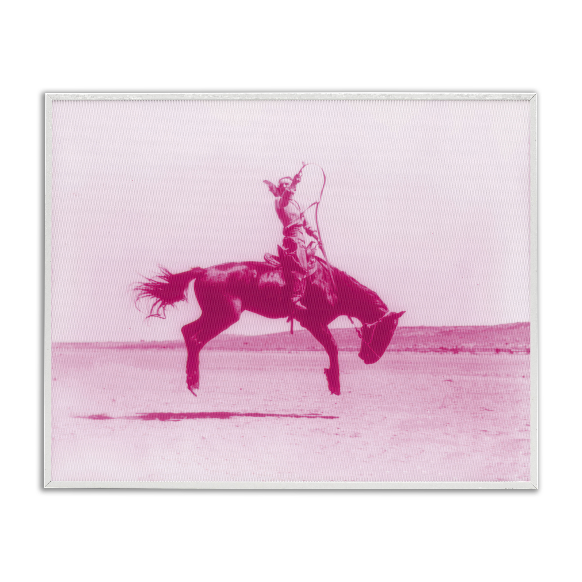 Stupell Industries Pink Galloping Cowgirl Animals Painting White Framed Art Print Wall Art, 20 x 16