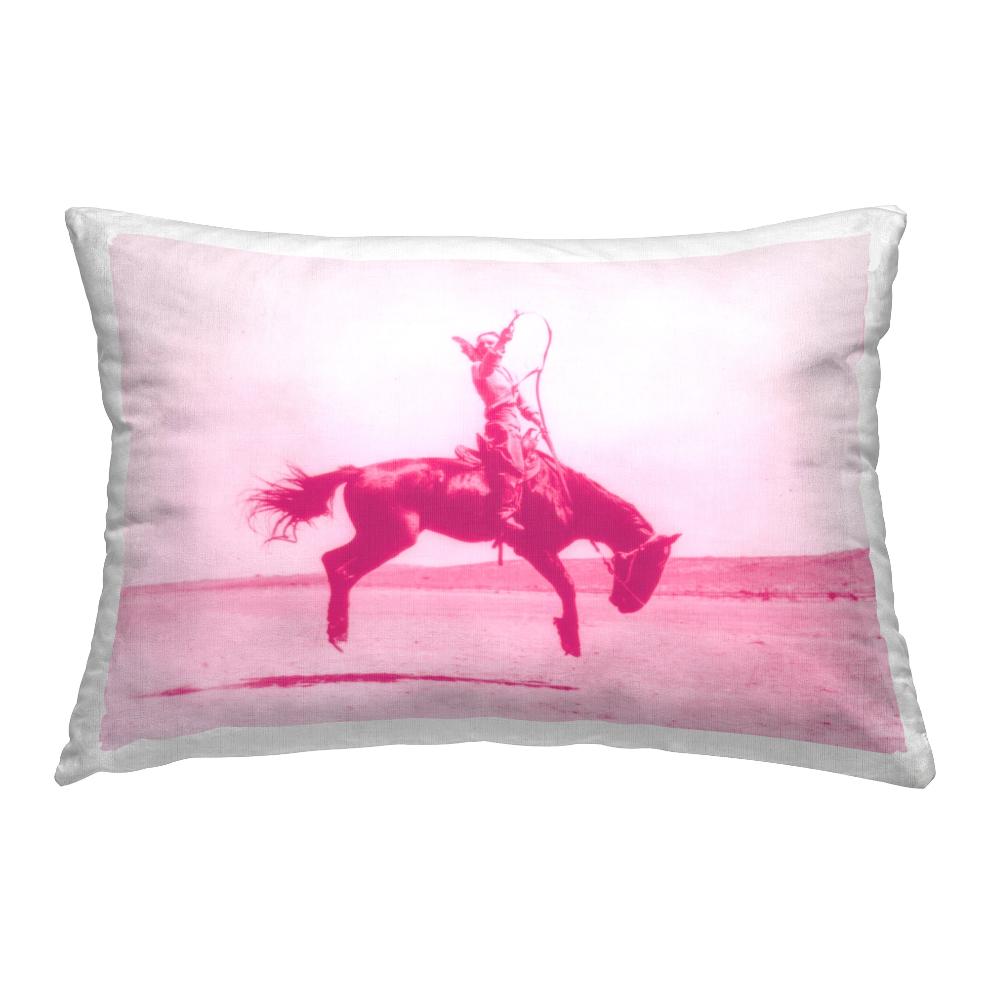 Stupell Industries Pink Galloping Cowgirl Decorative Printed Throw Pillow Design by Daphne Polselli.