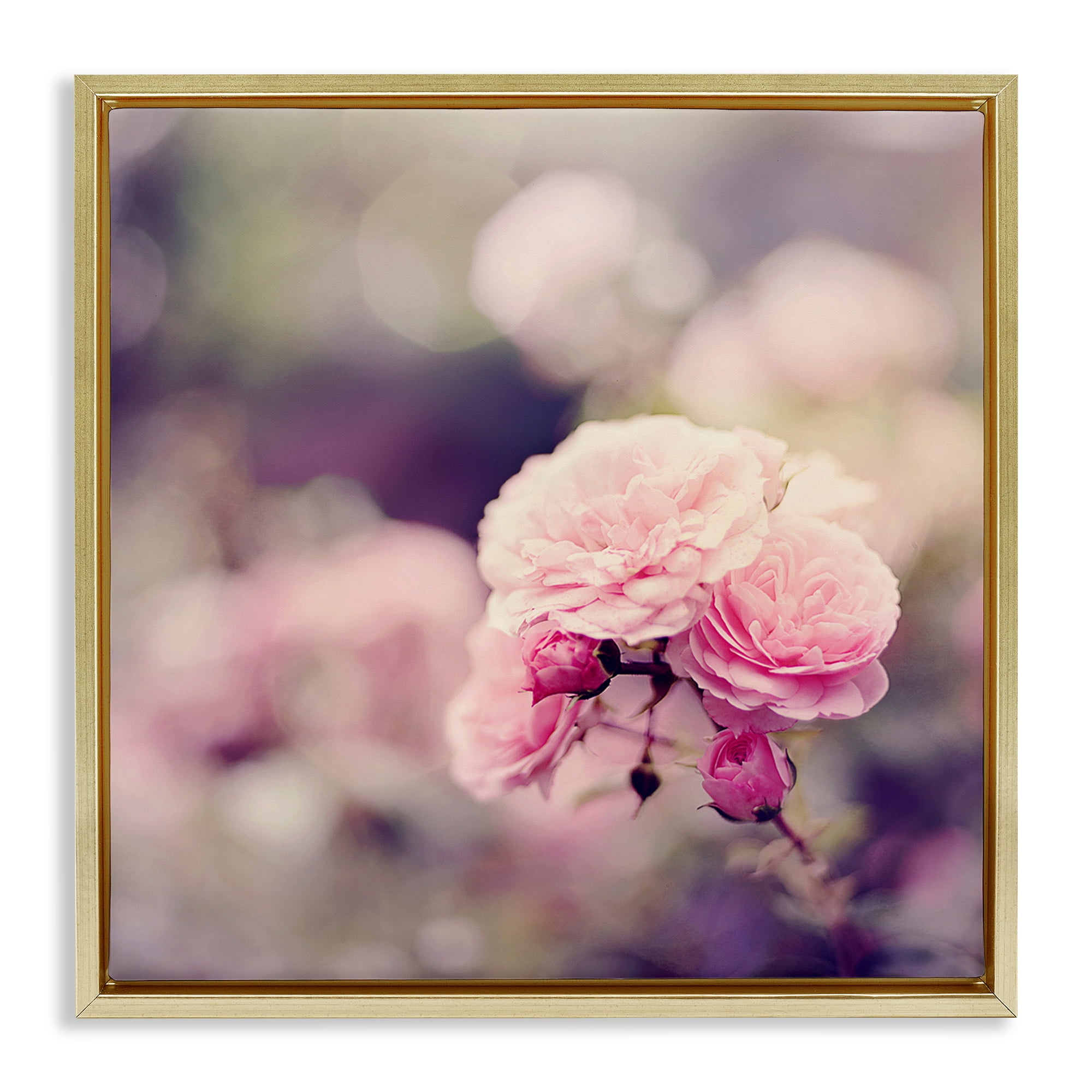 Stupell Industries Pink Garden Ranunculus Plants & Flowers Photography Gold Floater Framed Canvas Art Print Wall Art, 18 x 18