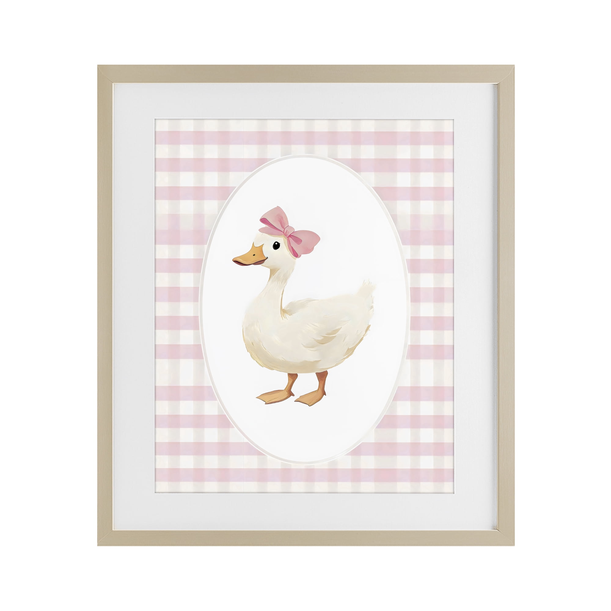 Stupell Industries Pink Gingham Duckling Birch Framed Print Under Glass, design by Arlington Prints