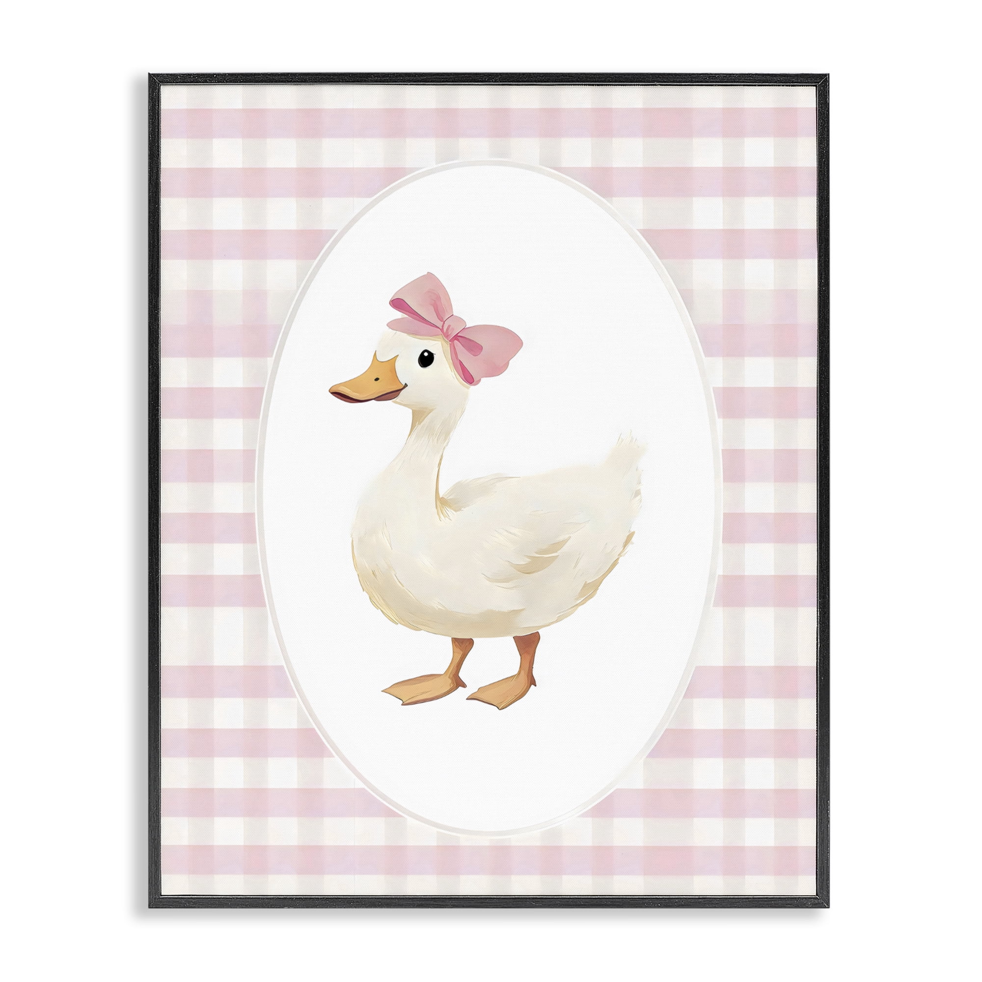 Stupell Industries Pink Gingham Duckling Black Framed Giclee Art, design by Arlington Prints