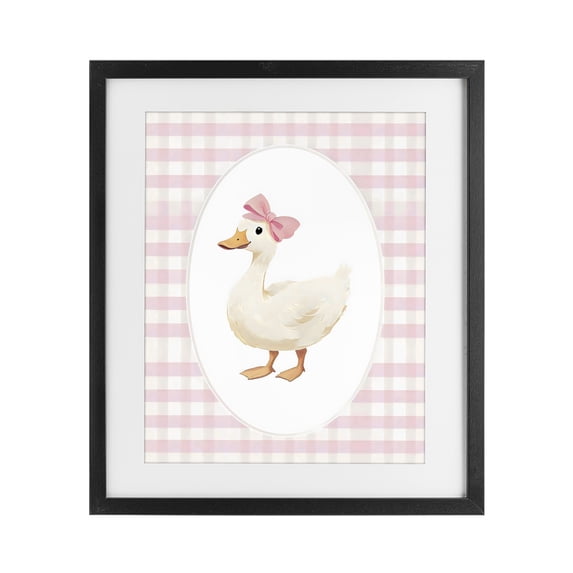 Stupell Industries Shabby Chic Pink Gingham Duckling Black Framed Print Under Glass, 13 x 16, by Arlington Prints