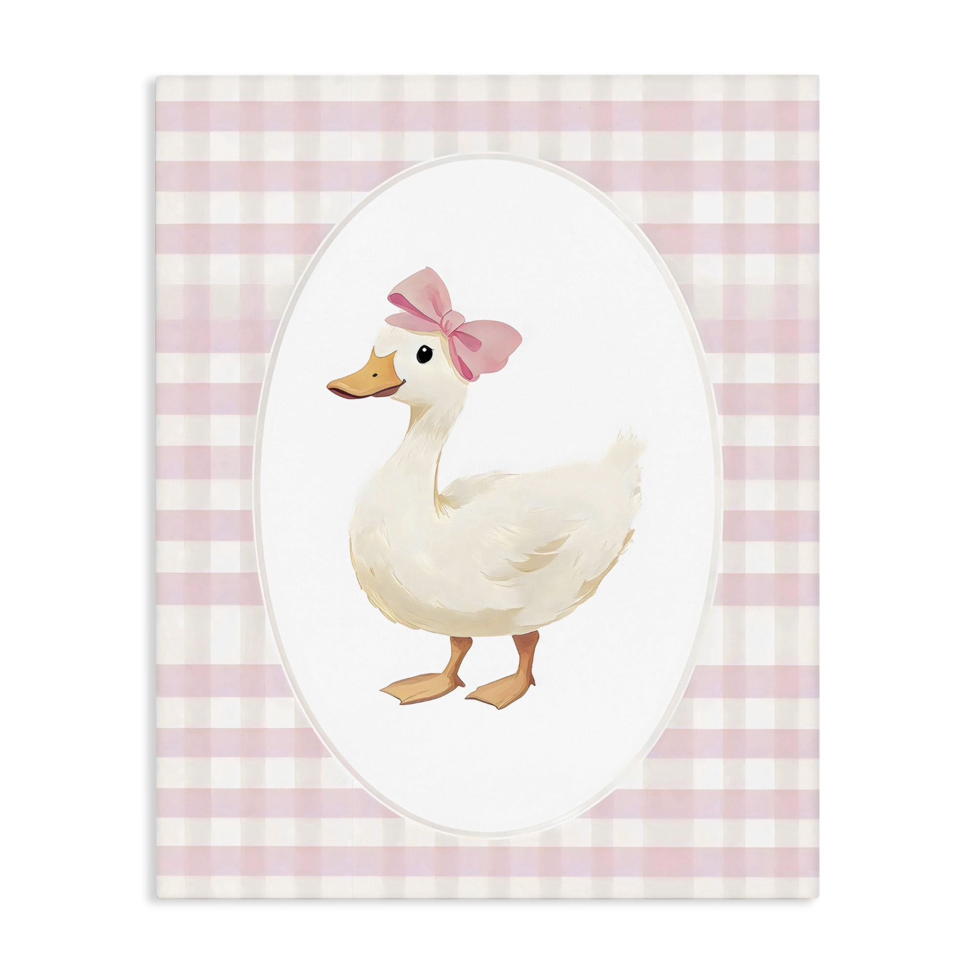 Stupell Industries Pink Gingham Duckling Canvas Wall Art, design by Arlington Prints
