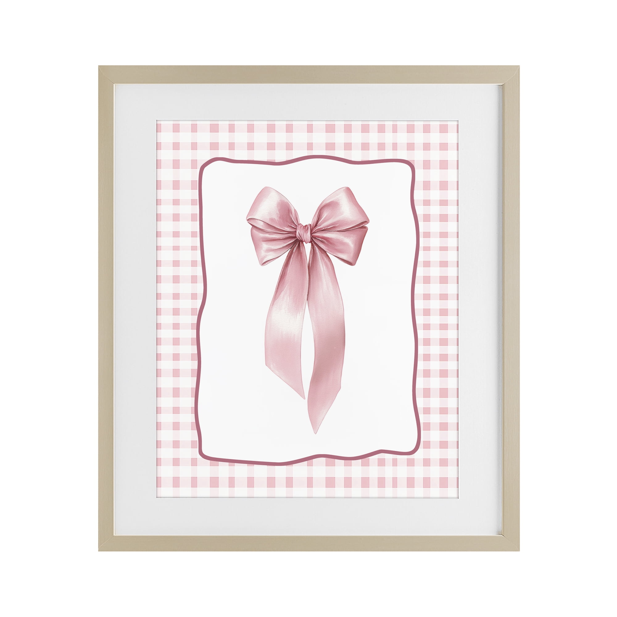 Stupell Industries Pink Gingham Ribbon Birch Framed Print Under Glass, design by Christine Simpson Art