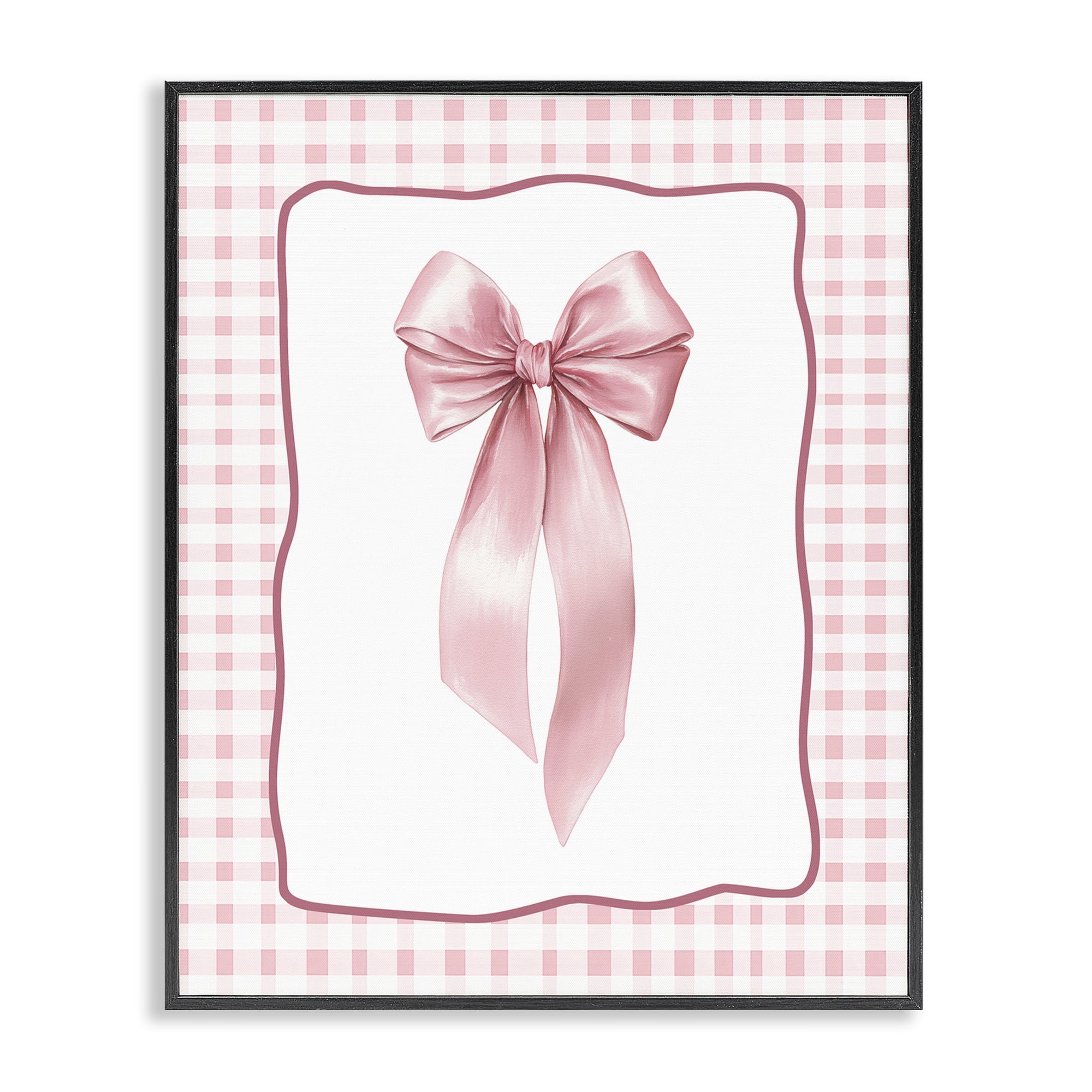 Stupell Industries Pink Gingham Ribbon Black Framed Giclee Art, design by Christine Simpson Art