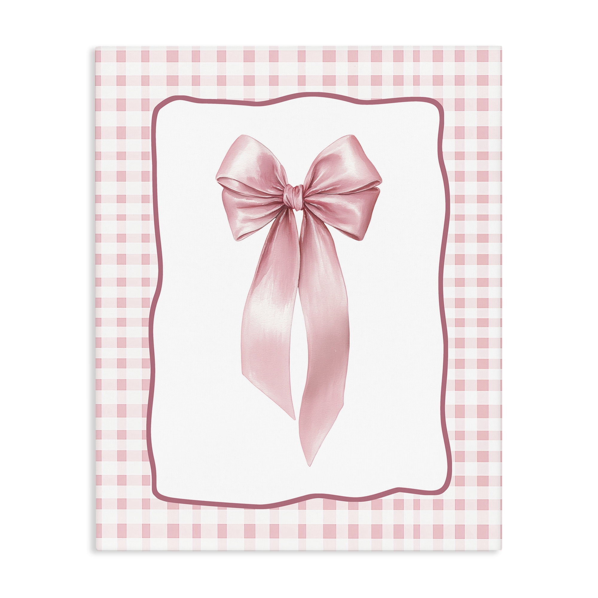 Stupell Industries Pink Gingham Ribbon Canvas Wall Art, design by Christine Simpson Art