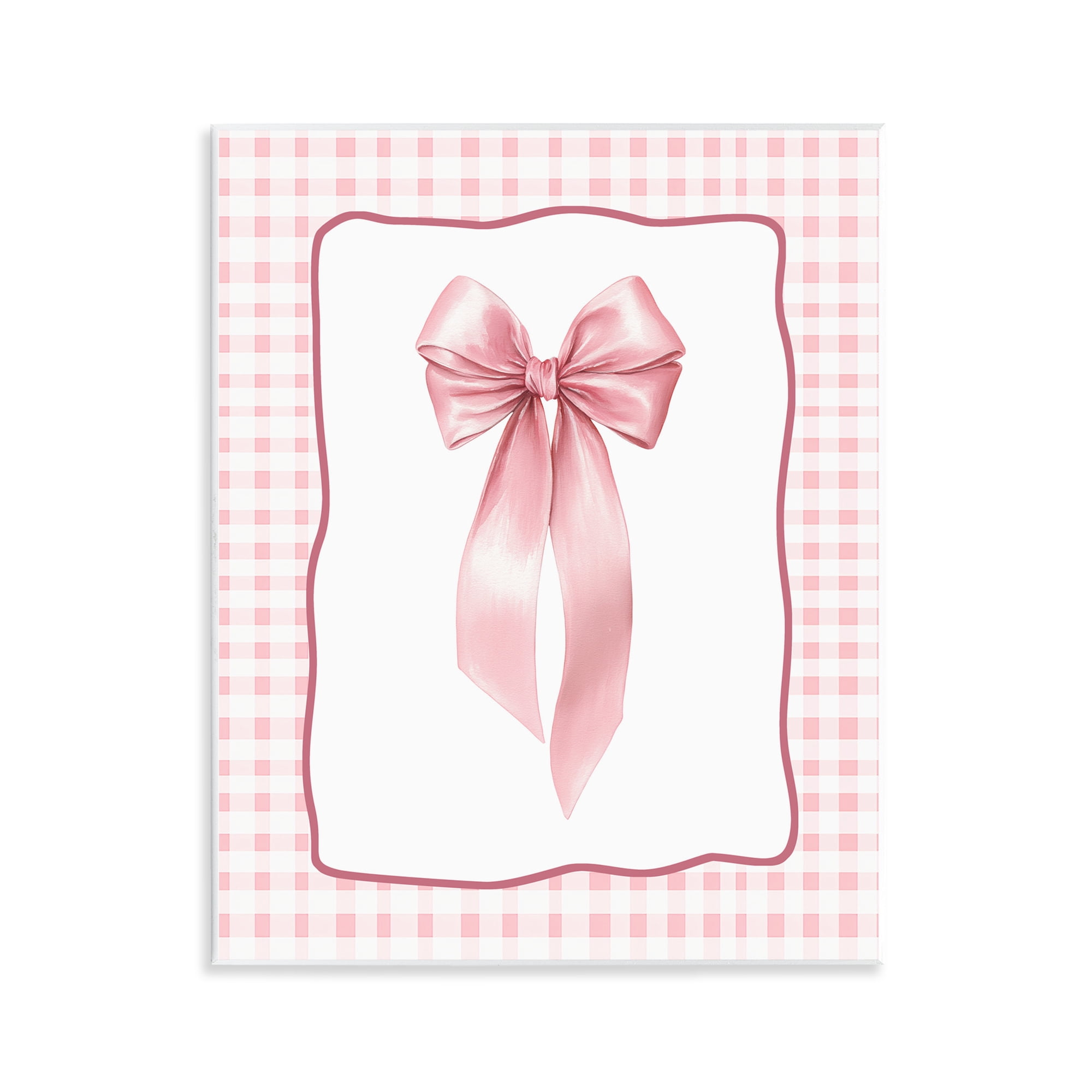Stupell Industries Pink Gingham Ribbon Wall Plaque Art, design by Christine Simpson Art