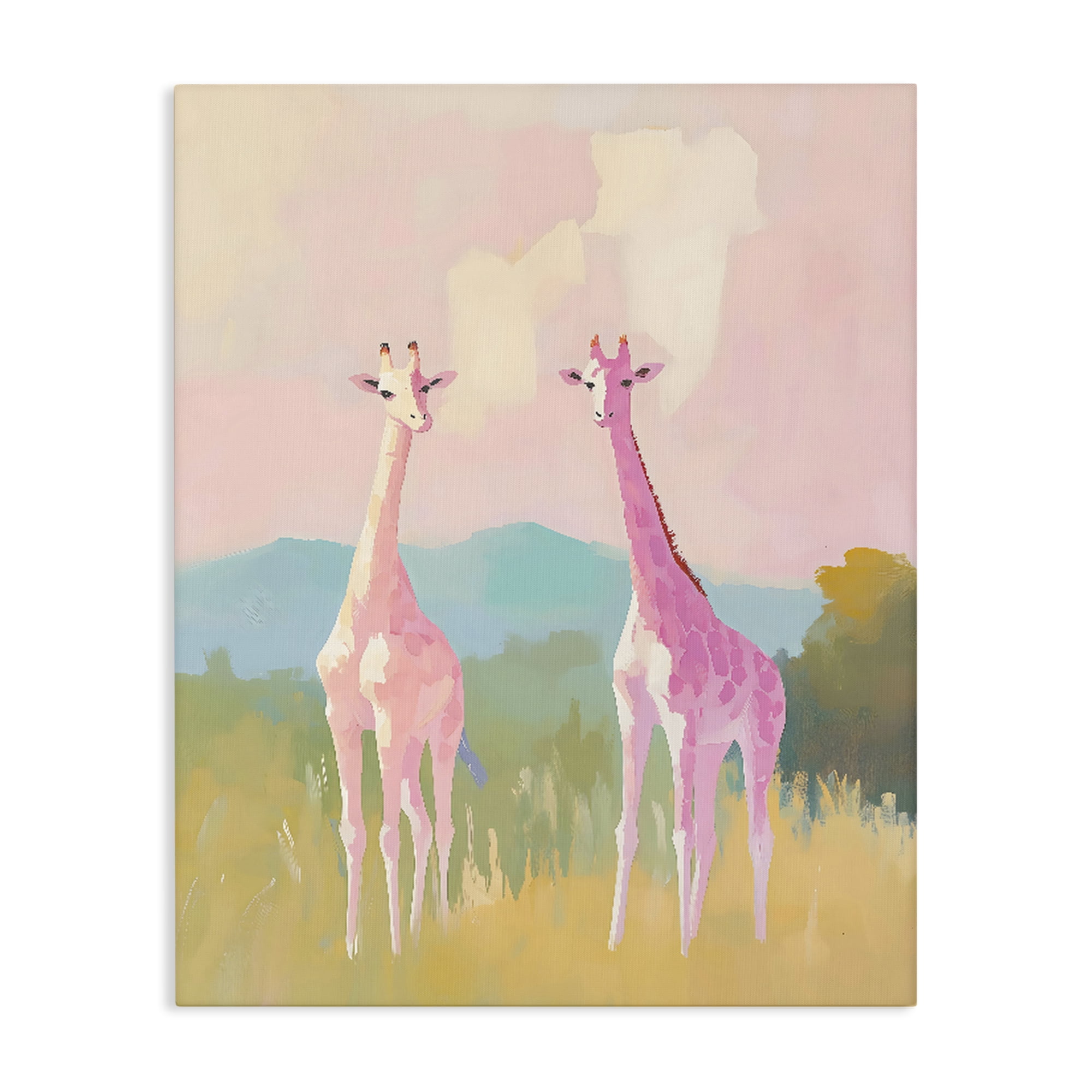 Stupell Industries Pink Giraffes on Savanna Canvas Wall Art, design by The Prints Vibe