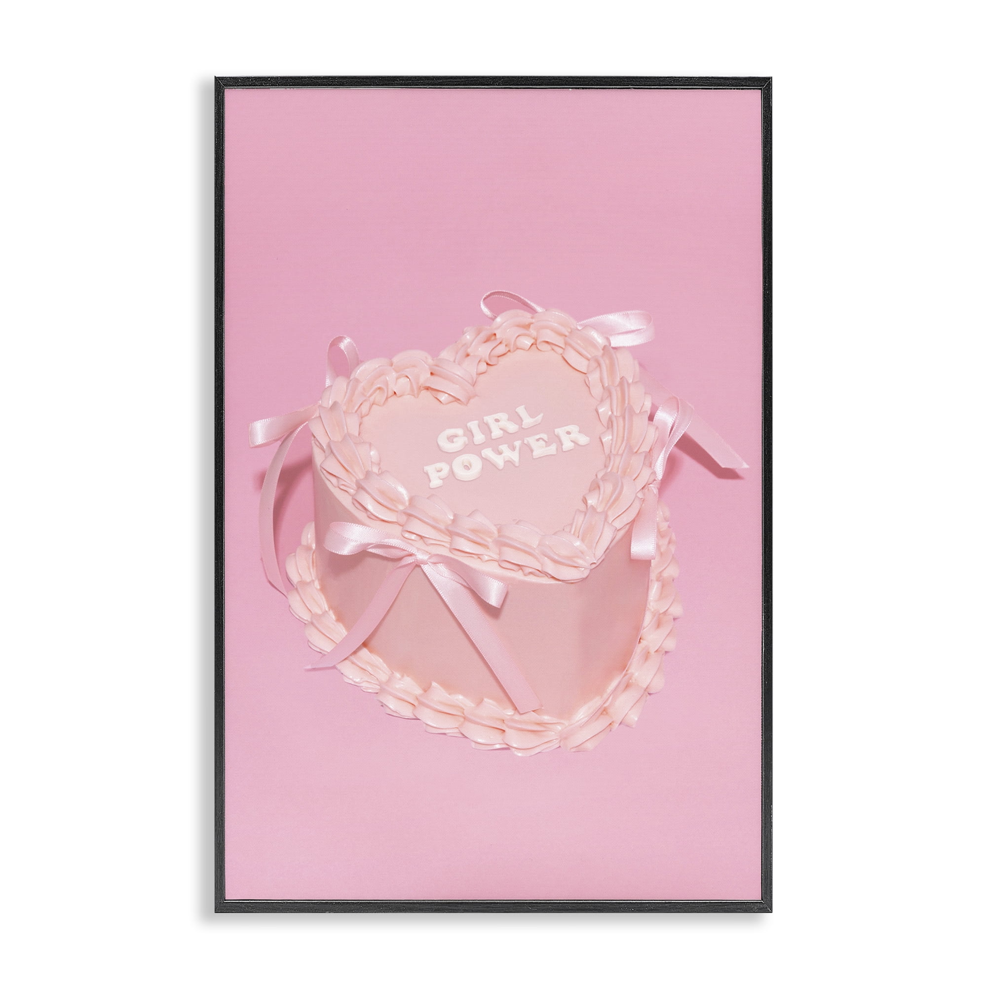 Stupell Industries Pink Girl Power Cake Food & Beverage Painting Black Framed Art Print Wall Art, 20 x 30