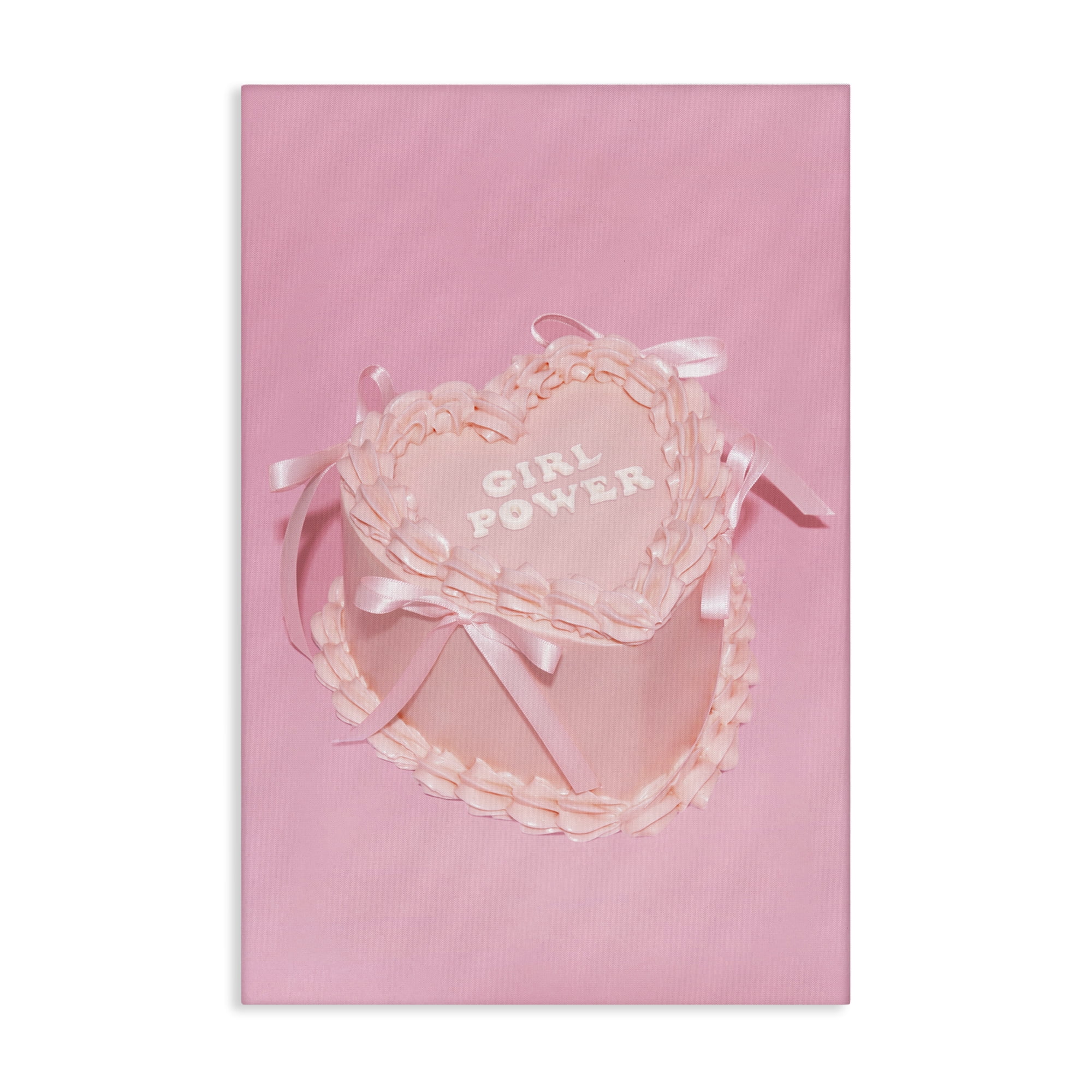 Stupell Industries Pink Girl Power Cake Food & Beverage Painting Gallery Wrapped Canvas Art Print Wall Art, 16 x 24