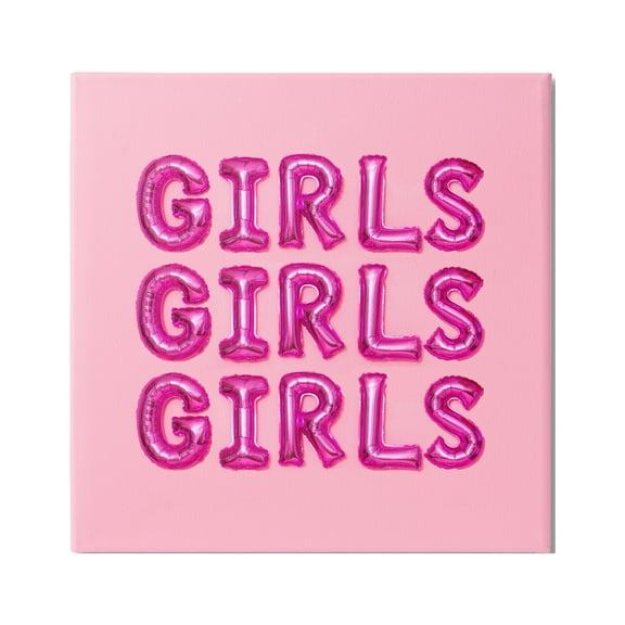Stupell Industries Pink Girls Balloon Letters Bold Stylish Typography Graphic Art Gallery Wrapped Canvas Print Wall Art, Design by LISH creative