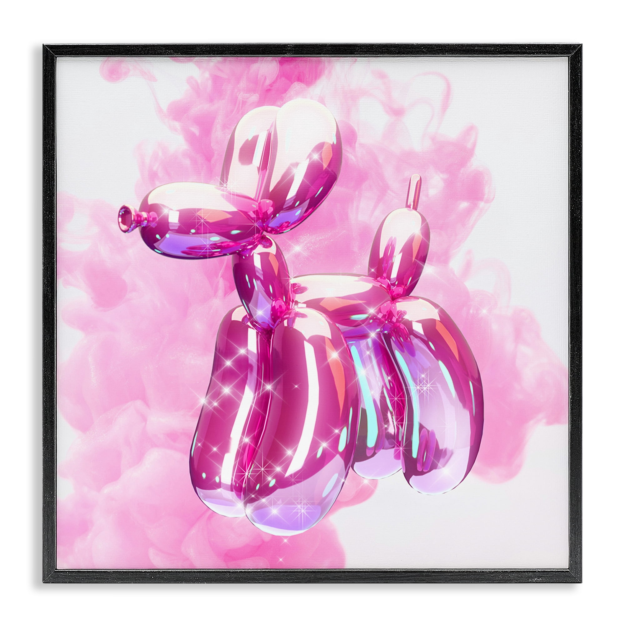Stupell Industries Pink Glam Balloon Dog Abstract Painting Black Framed Art Print Wall Art, 24 x 24