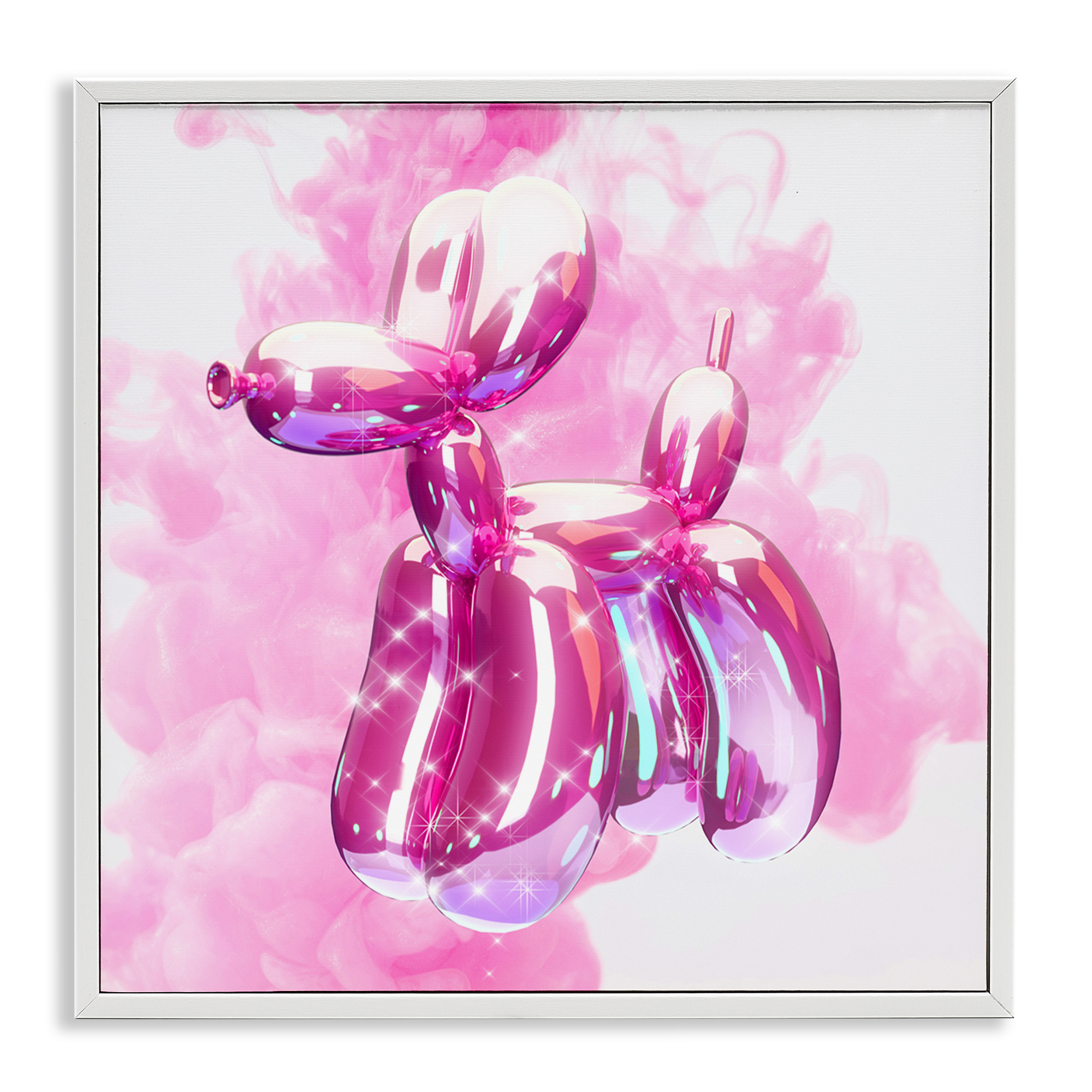 Stupell Industries Pink Glam Balloon Dog Abstract Painting White Framed Art Print Wall Art, 12 x 12
