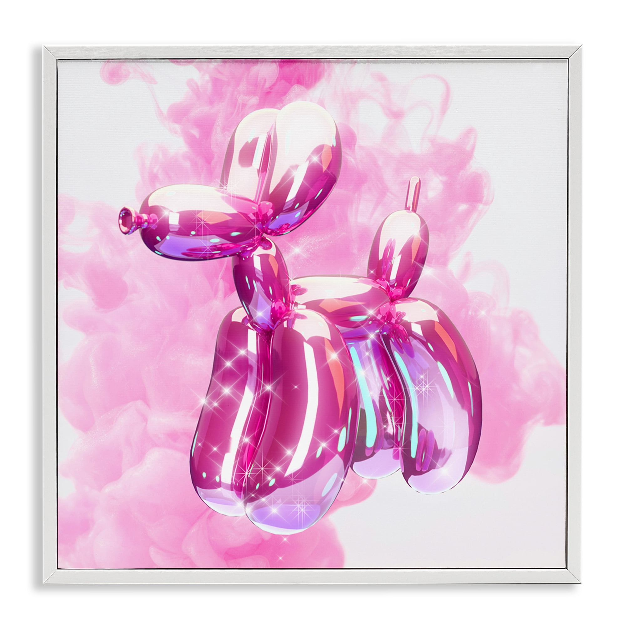 Stupell Industries Pink Glam Balloon Dog Abstract Painting White Framed Art Print Wall Art, 24 x 24