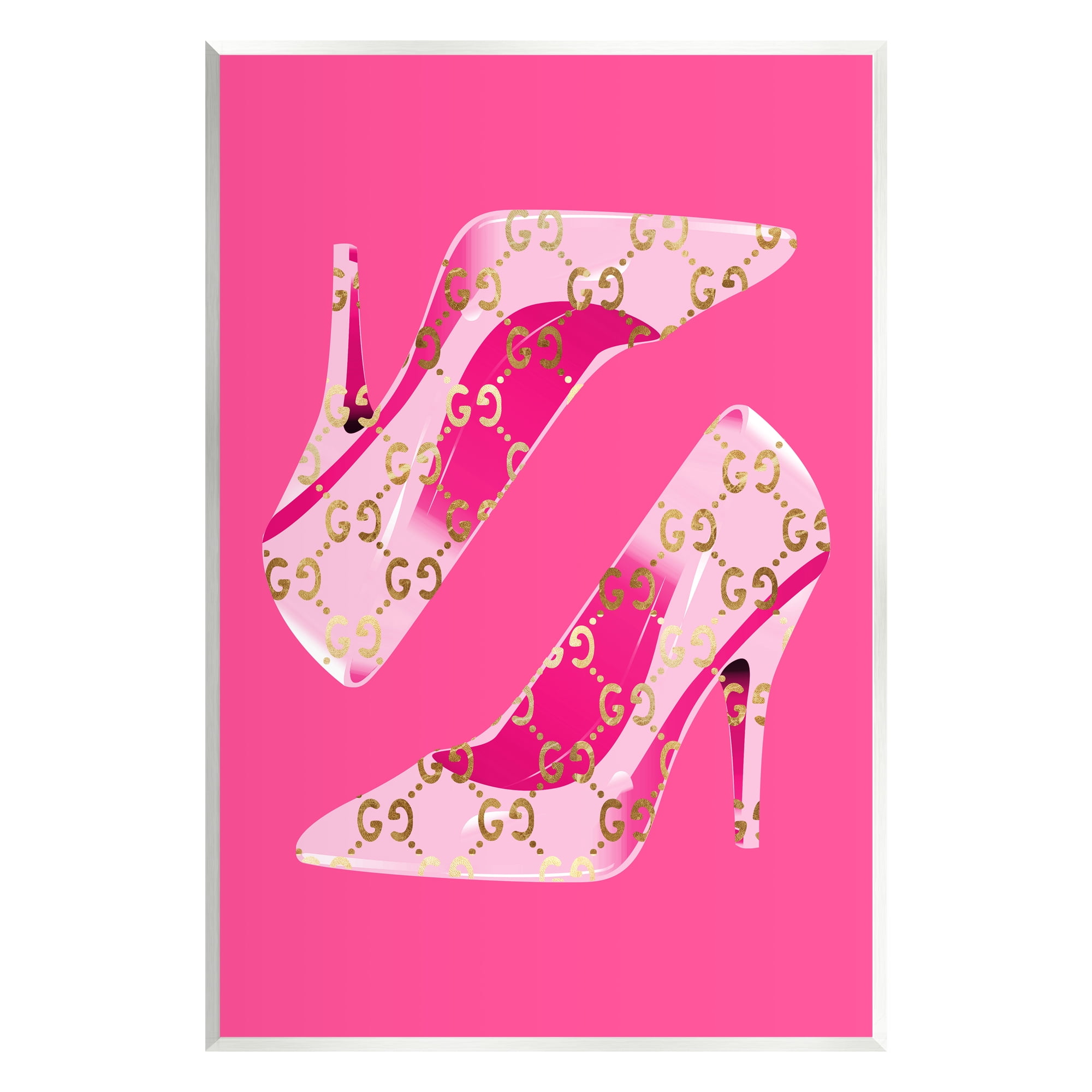 Stupell Industries Pink Glam Brand Shoes Beauty & Fashion Painting Unframed Art Print Wall Art, 13 x 19