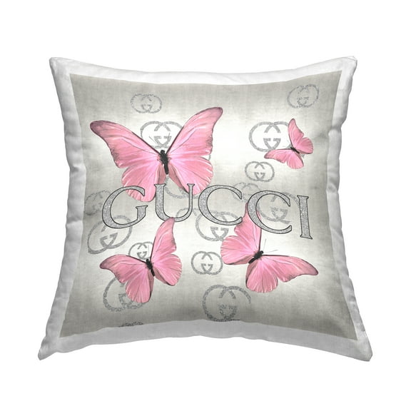 Stupell Industries Pink Glam Butterflies Square Decorative Printed Throw Pillow, 18 x 18