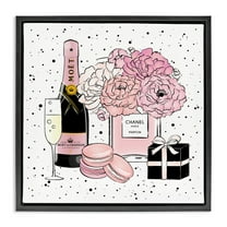 Stupell Industries Pink Glam Celebration Champagne Beauty & Fashion Painting Black Floater Framed Canvas Art Print Wall Art, 18 x 18