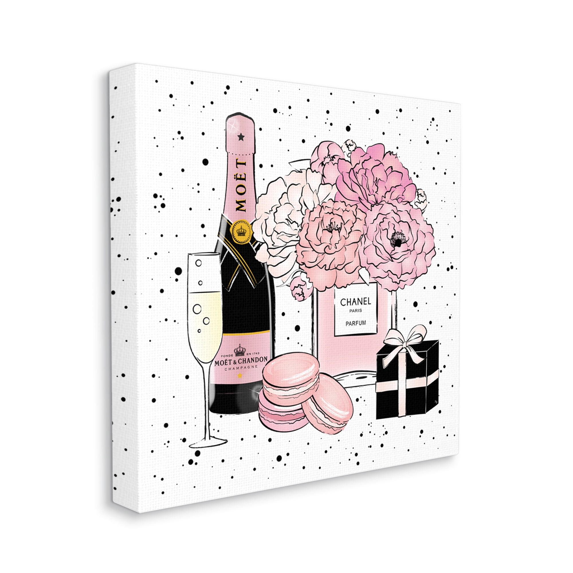 Stupell Industries Pink Glam Celebration Fashion Dessert Champagne Beauty & Fashion Painting Gallery Wrapped Canvas Art Print Wall Art, 30 x 30