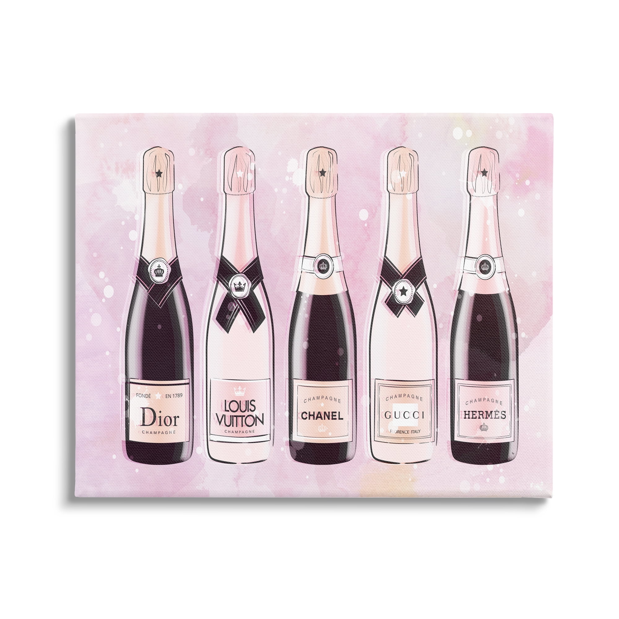 Stupell Industries Pink Glam Champagne Food & Beverage Painting Gallery Wrapped Canvas Art Print Wall Art, 20 x 16