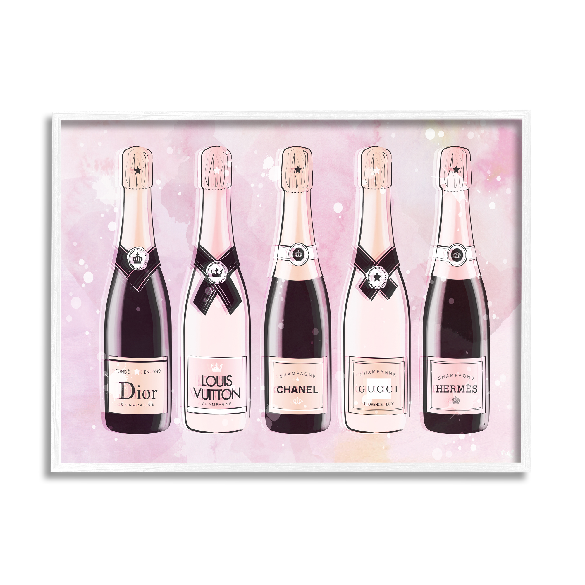 Stupell Industries Pink Glam Champagne Food & Beverage Painting White Framed Art Print Wall Art, 30 x 24