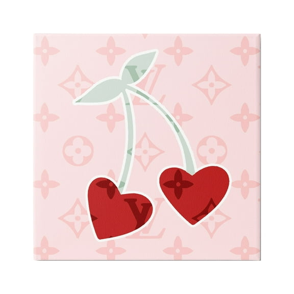 Stupell Industries Pink Glam Cherry Hearts Food & Beverage Painting Gallery Wrapped Canvas Print Wall Art, 17 x 17