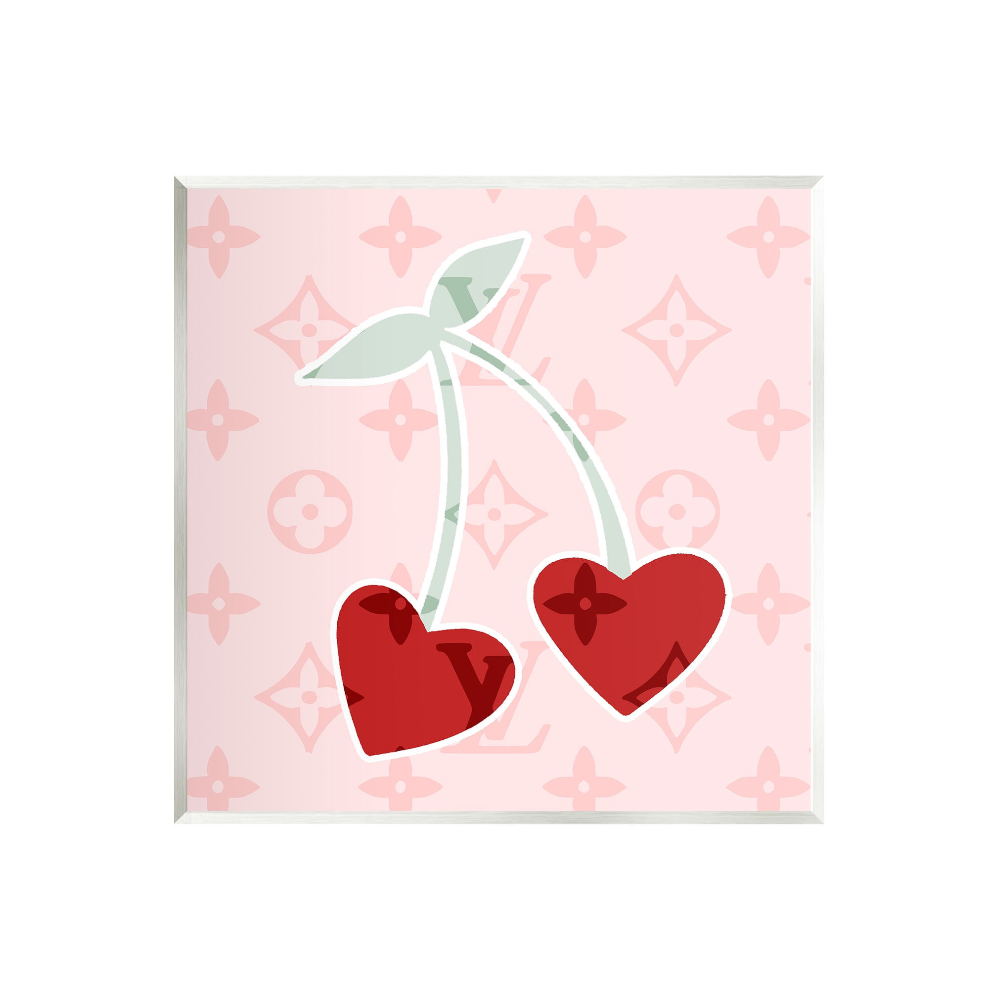 Stupell Industries Pink Glam Cherry Hearts Food & Beverage Painting Unframed Art Print Wall Art, 12 x 12