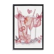 Stupell Industries Pink Glam Cocktail Party Food & Beverage Painting Black Floater Framed Canvas Art Print Wall Art, 17 x 25