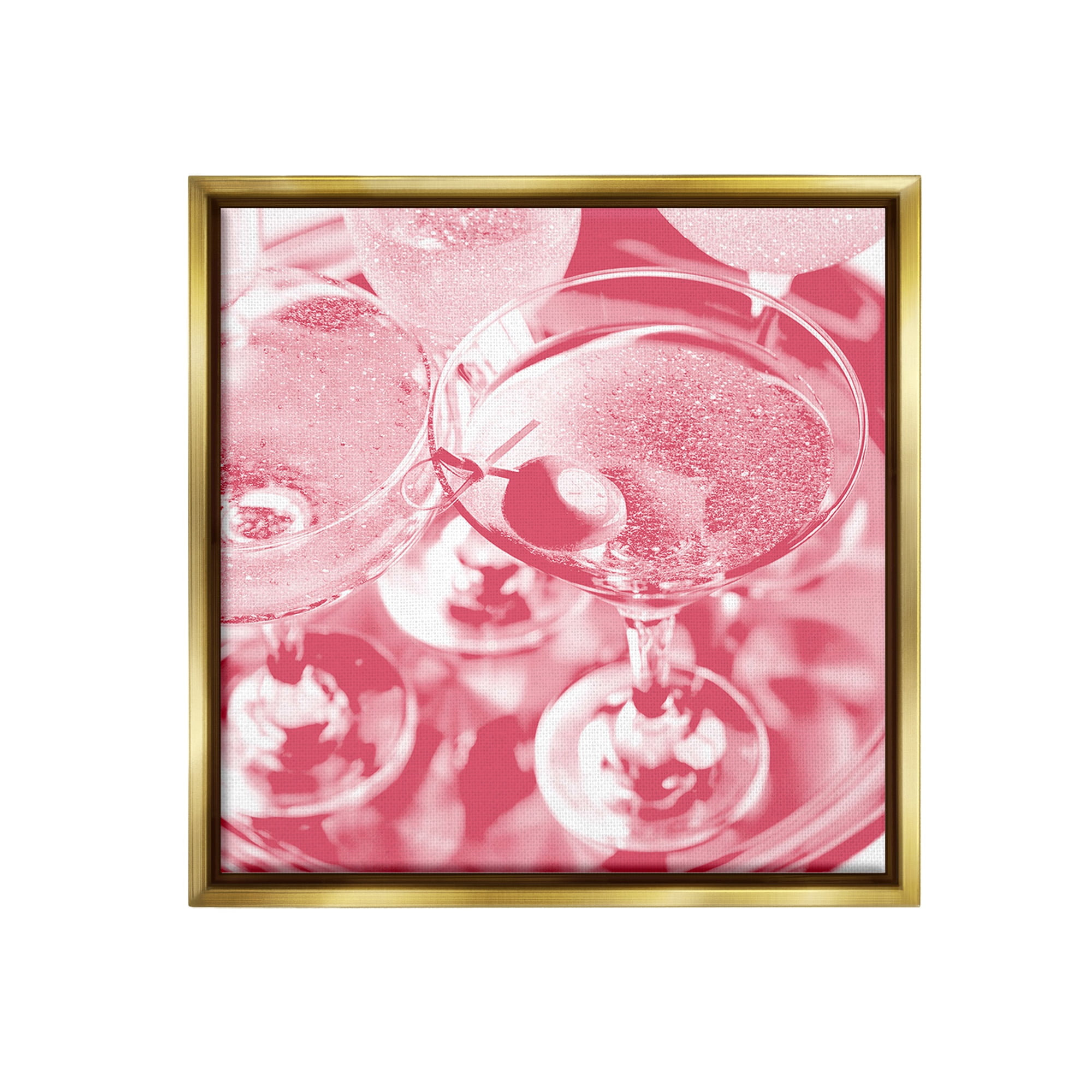 Stupell Industries Pink Glam Cocktails Food & Beverage Painting Gold Floater Framed Canvas Art Print Wall Art, 18 x 18