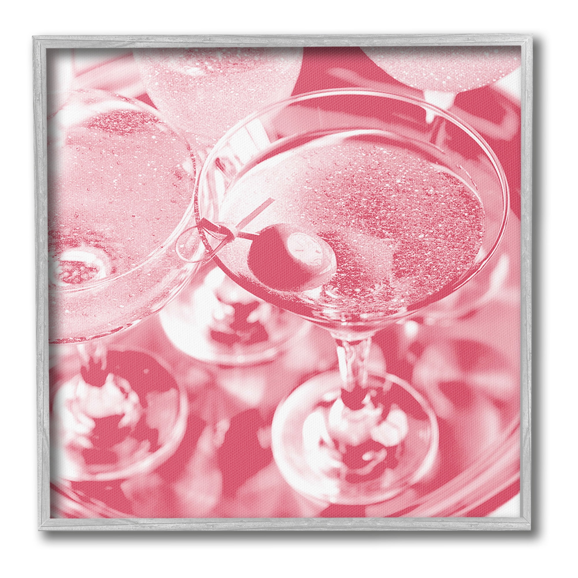 Stupell Industries Pink Glam Cocktails Food & Beverage Painting Gray Framed Art Print Wall Art, 24 x 24