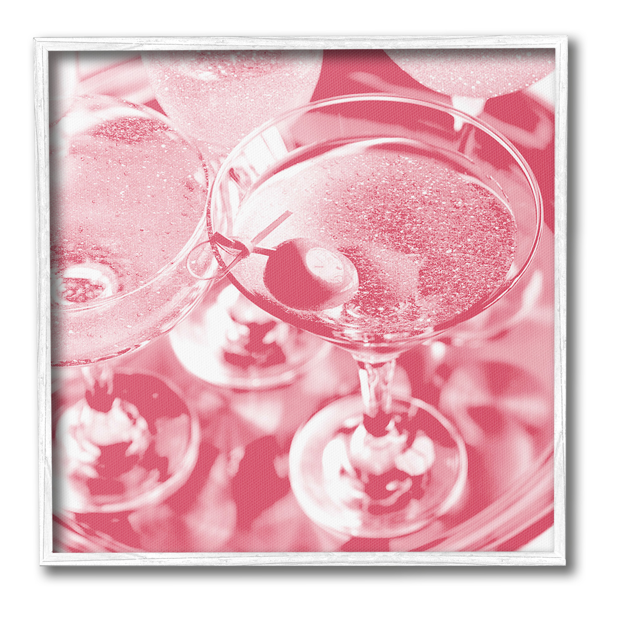 Stupell Industries Pink Glam Cocktails Food & Beverage Painting White Framed Art Print Wall Art, 24 x 24