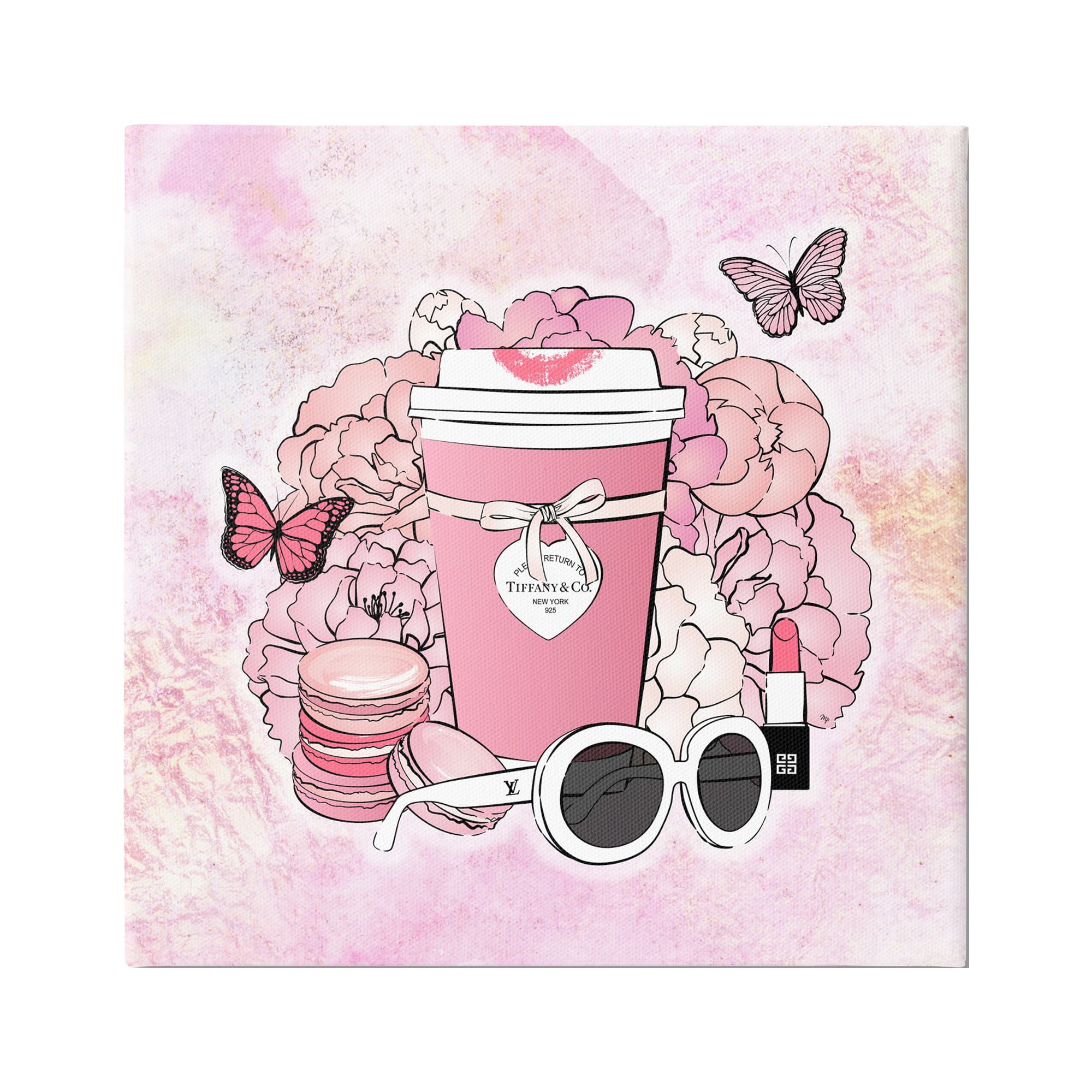 Stupell Industries Pink Glam Coffee & Accessories Botanical & Floral Painting Gallery Wrapped Canvas Art Print Wall Art, 36 x 36