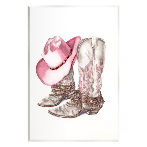 Stupell Industries Pink Glam Cowgirl Boots Beauty & Fashion Painting Unframed Art Print Wall Art, 10 x 15