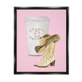 thumbnail image 1 of Stupell Industries Pink Glam Cowgirl Boots & Coffee Beauty & Fashion Painting Black Floater Framed Art Print Wall Art, 1 of 5