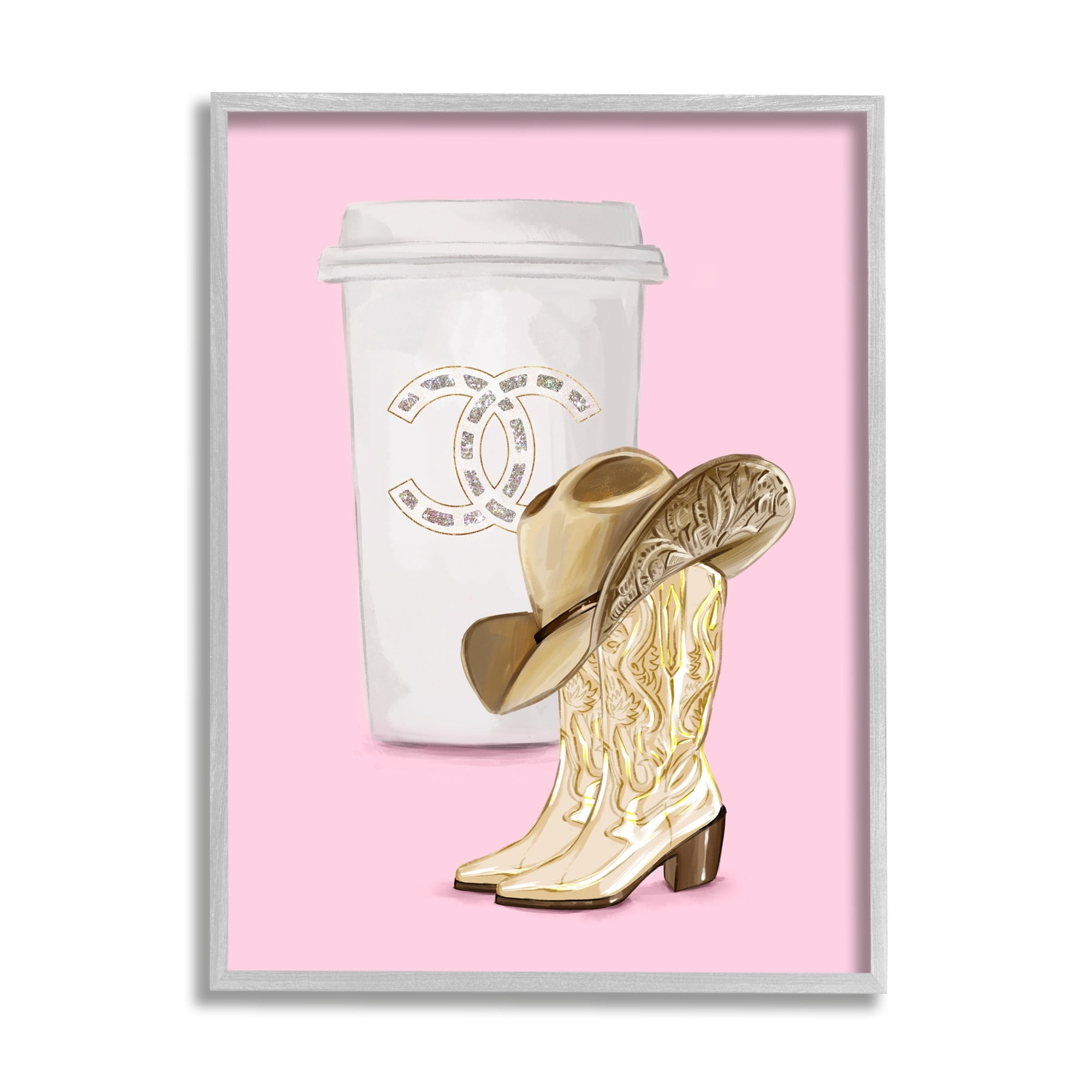 Stupell Industries Pink Glam Cowgirl Boots & Coffee Beauty & Fashion ...