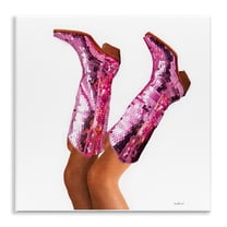 Stupell Industries Pink Glam Cowgirl Boots People Painting Unframed Art Print Wall Art, 12 x 12