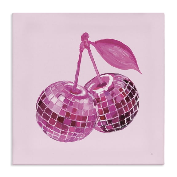 Stupell Industries Pink Glam Disco Cherries Fashion Painting Wrapped Canvas Canvas Art Print Wall Art, 30 x 30