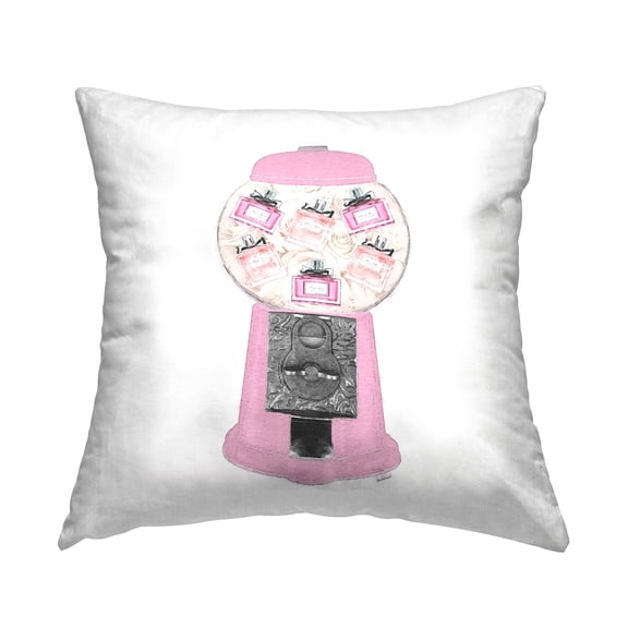 Stupell Industries Pink Glam Fashion Designer Candy Machine Design by Amanda Greenwood Throw Pillow