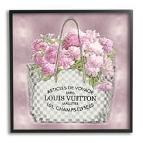 Stupell Industries Pink Glam Floral Handbag Botanical & Floral Painting Black Framed Art Print Wall Art, 12 x 12